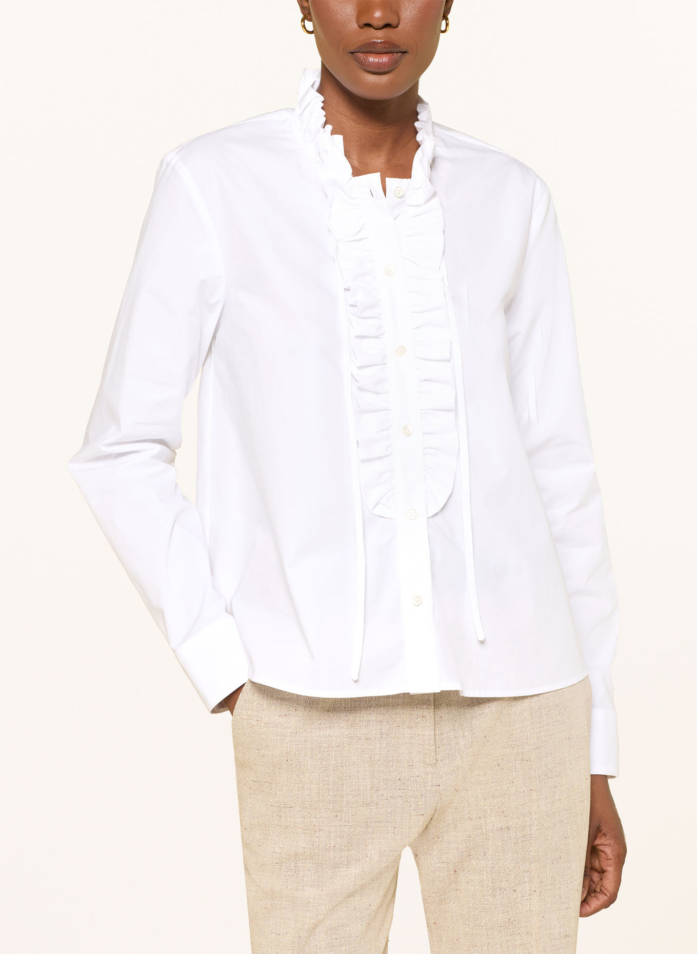 van Laack Blouse VL-NHEA-XX met ruches: WIT