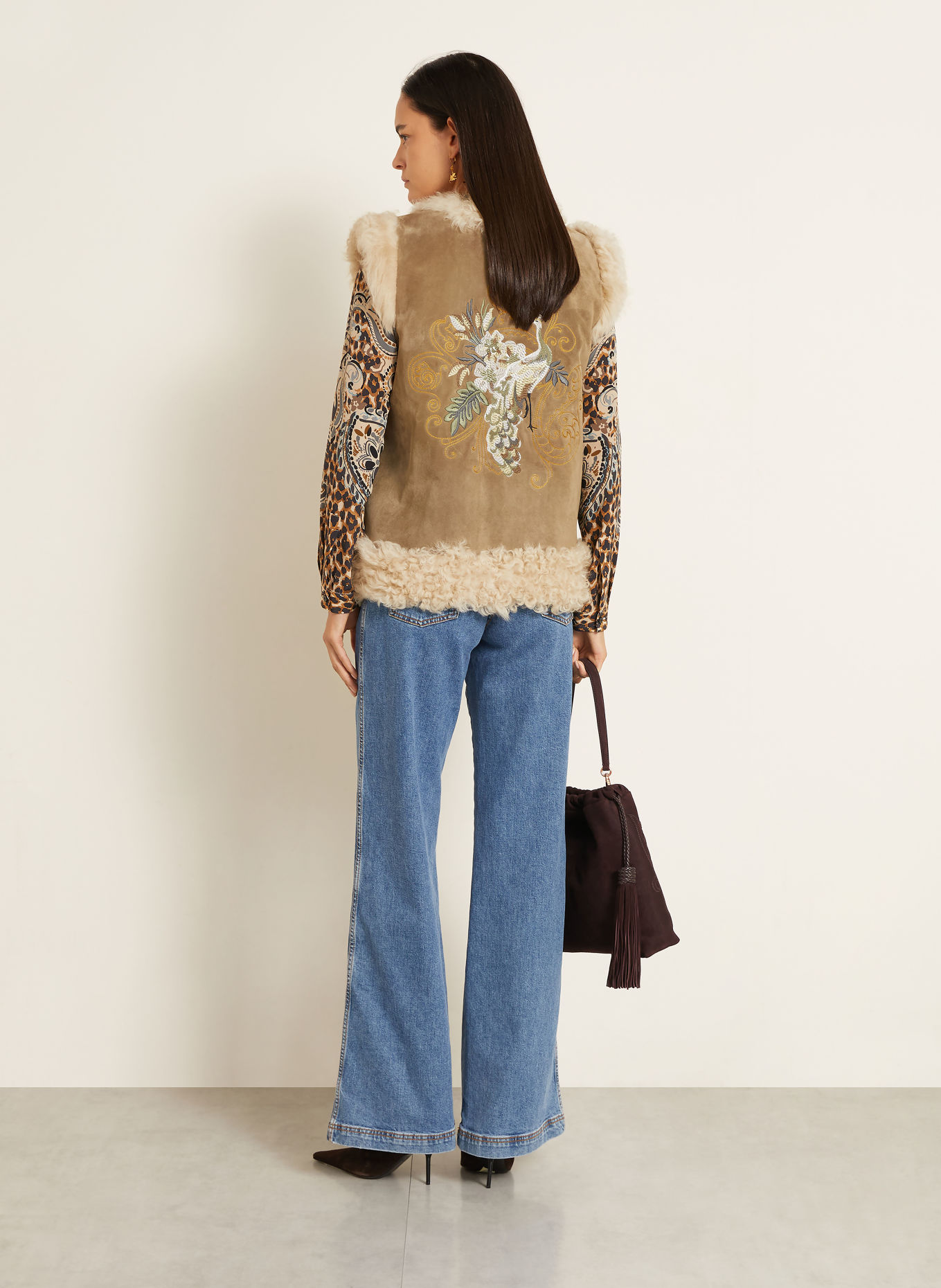 ETRO Lædervest: TAUPE / CREME