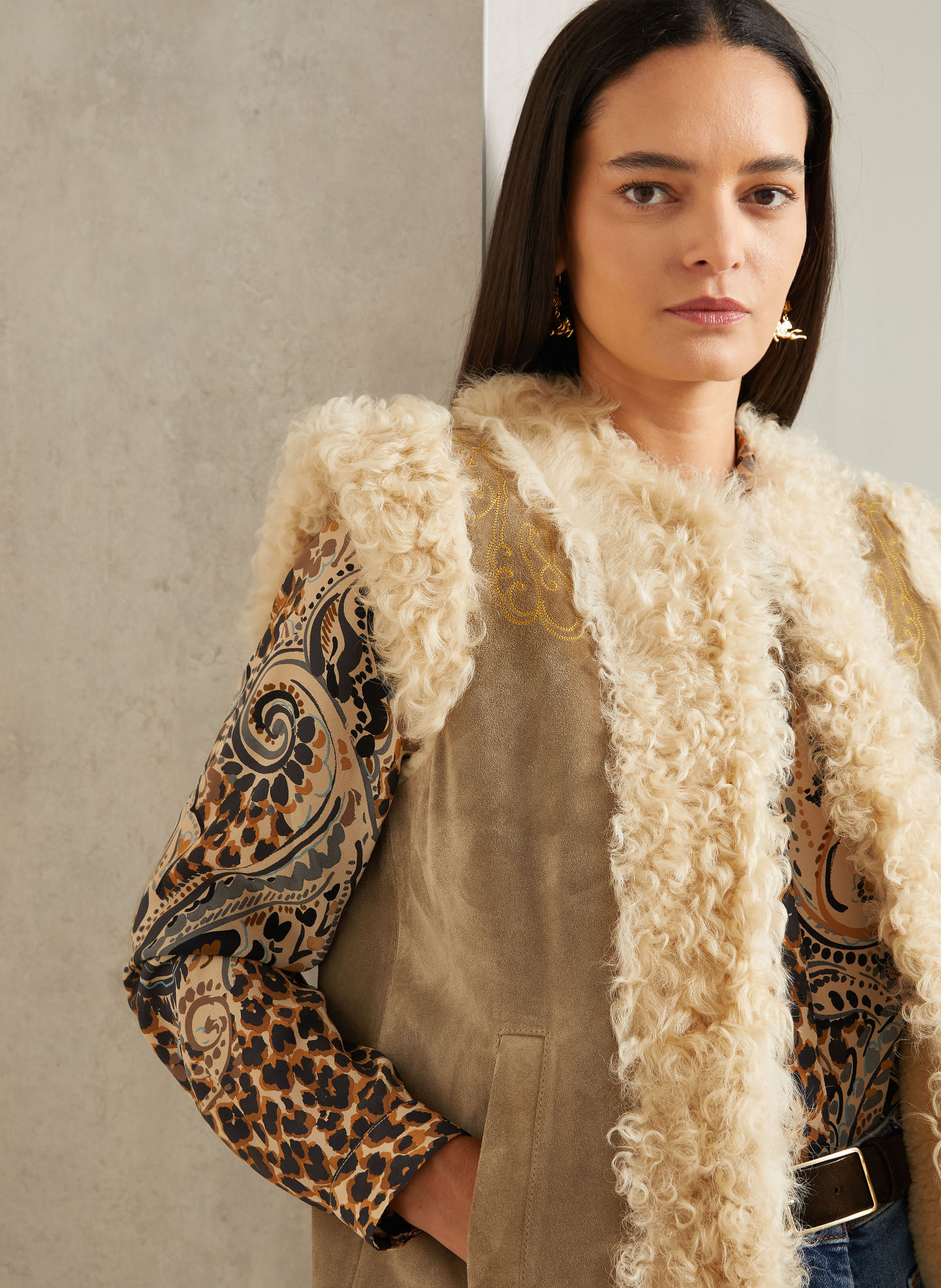 ETRO Lædervest: TAUPE / CREME