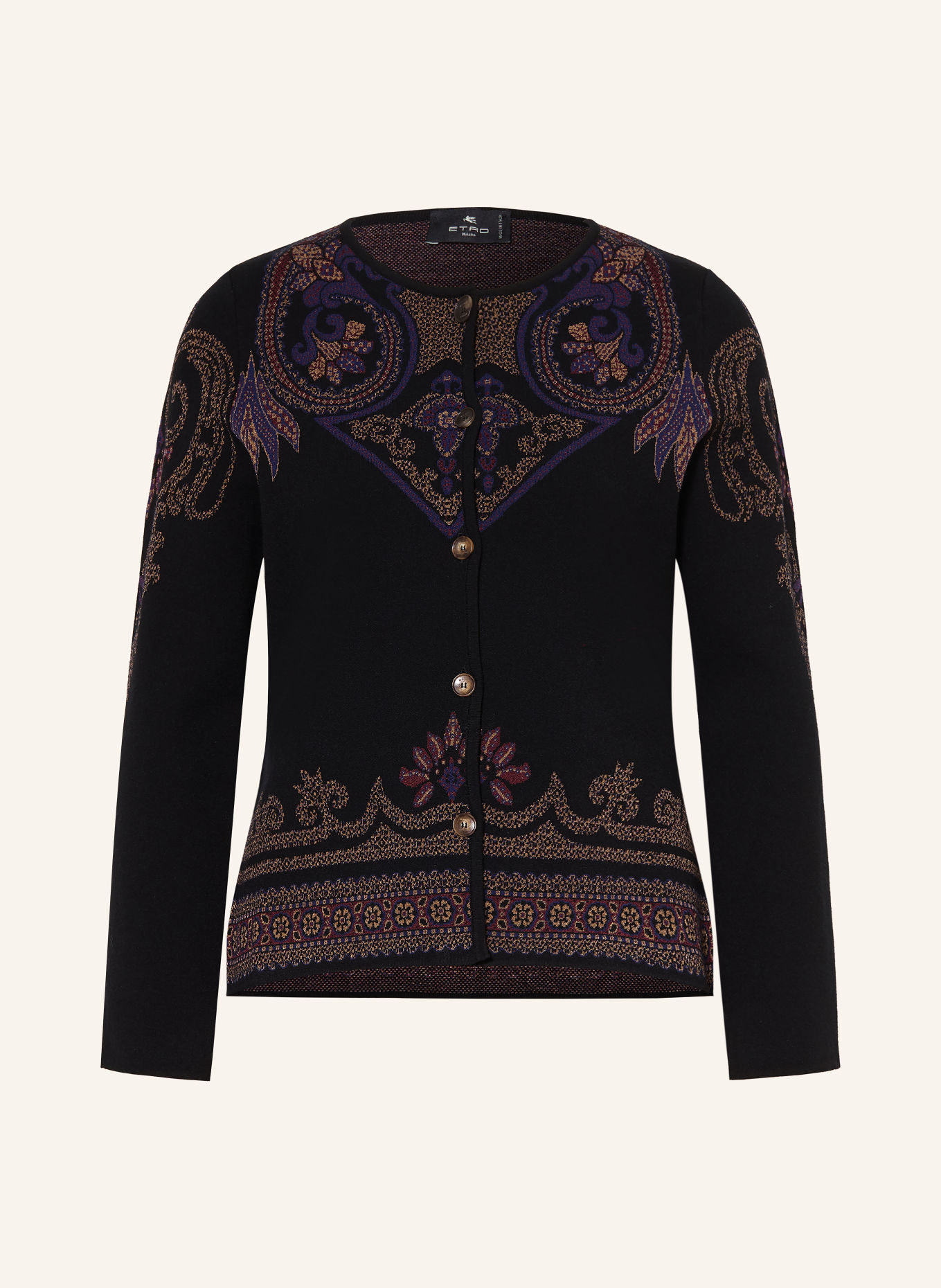 ETRO Strickjacke: SCHWARZ / BEIGE / LILA