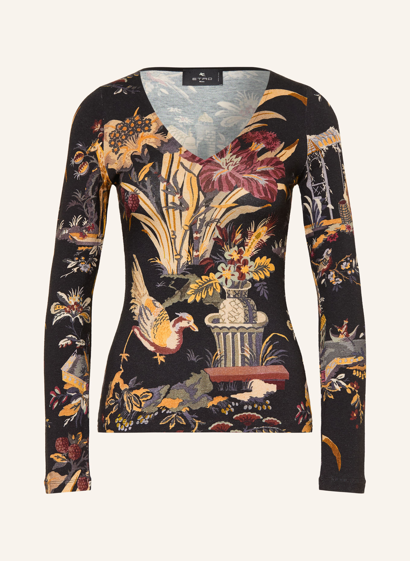 ETRO Longsleeve: SCHWARZ / DUNKELROT / DUNKELGELB