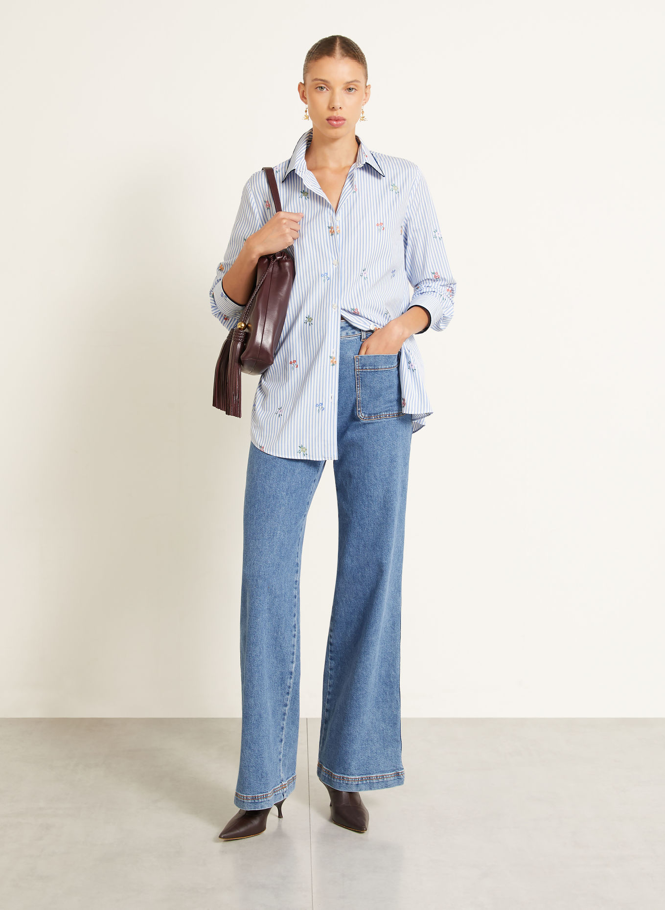 ETRO Hemdbluse: HELLBLAU / GELB / WEISS