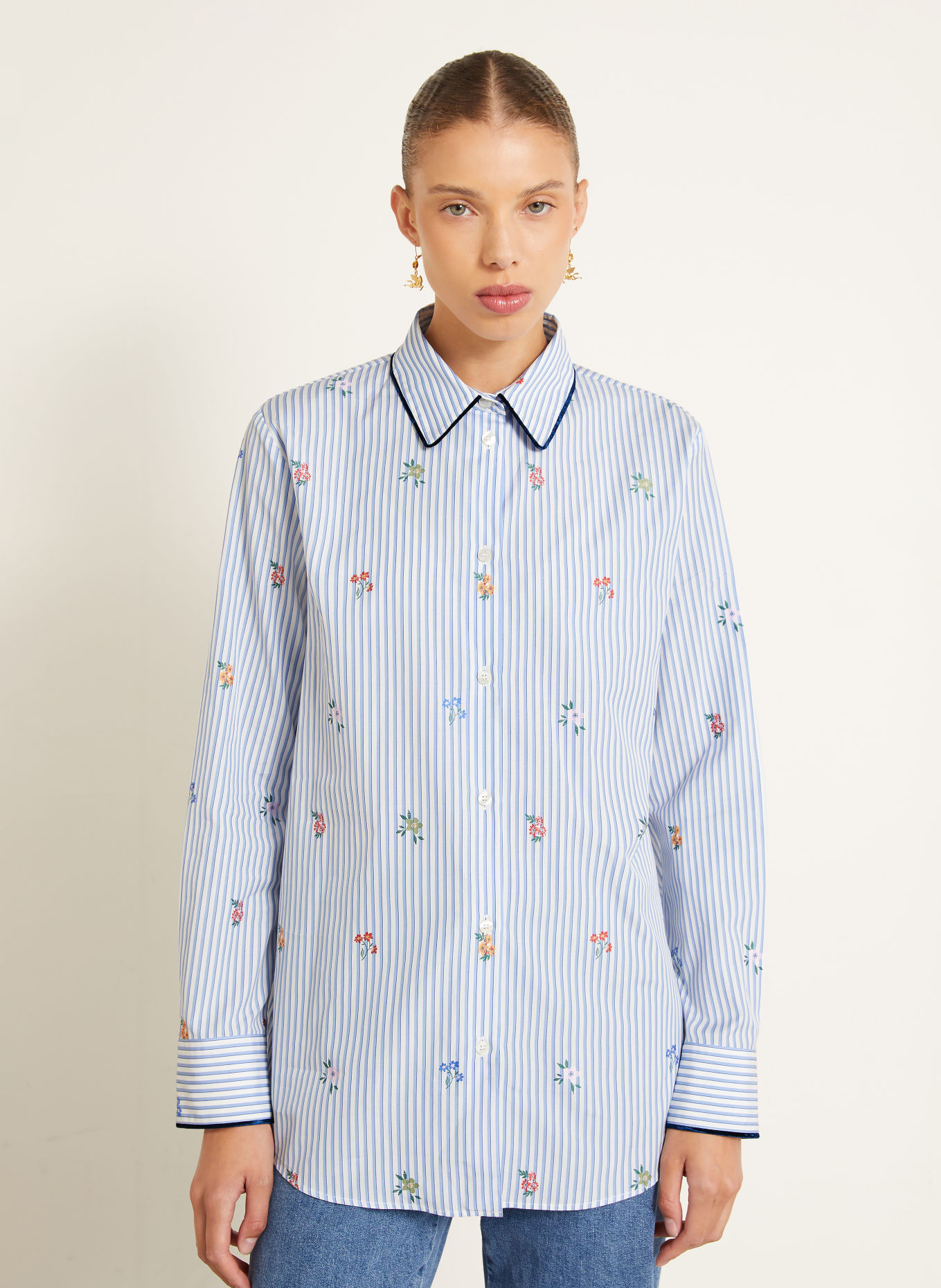 ETRO Hemdbluse: HELLBLAU / GELB / WEISS