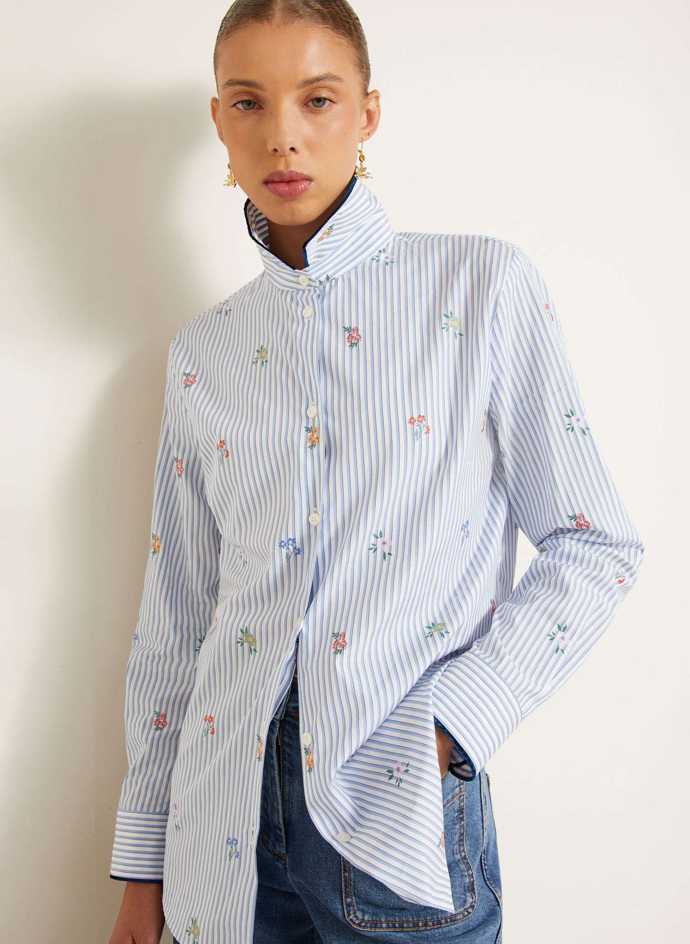 ETRO Hemdbluse: HELLBLAU / GELB / WEISS