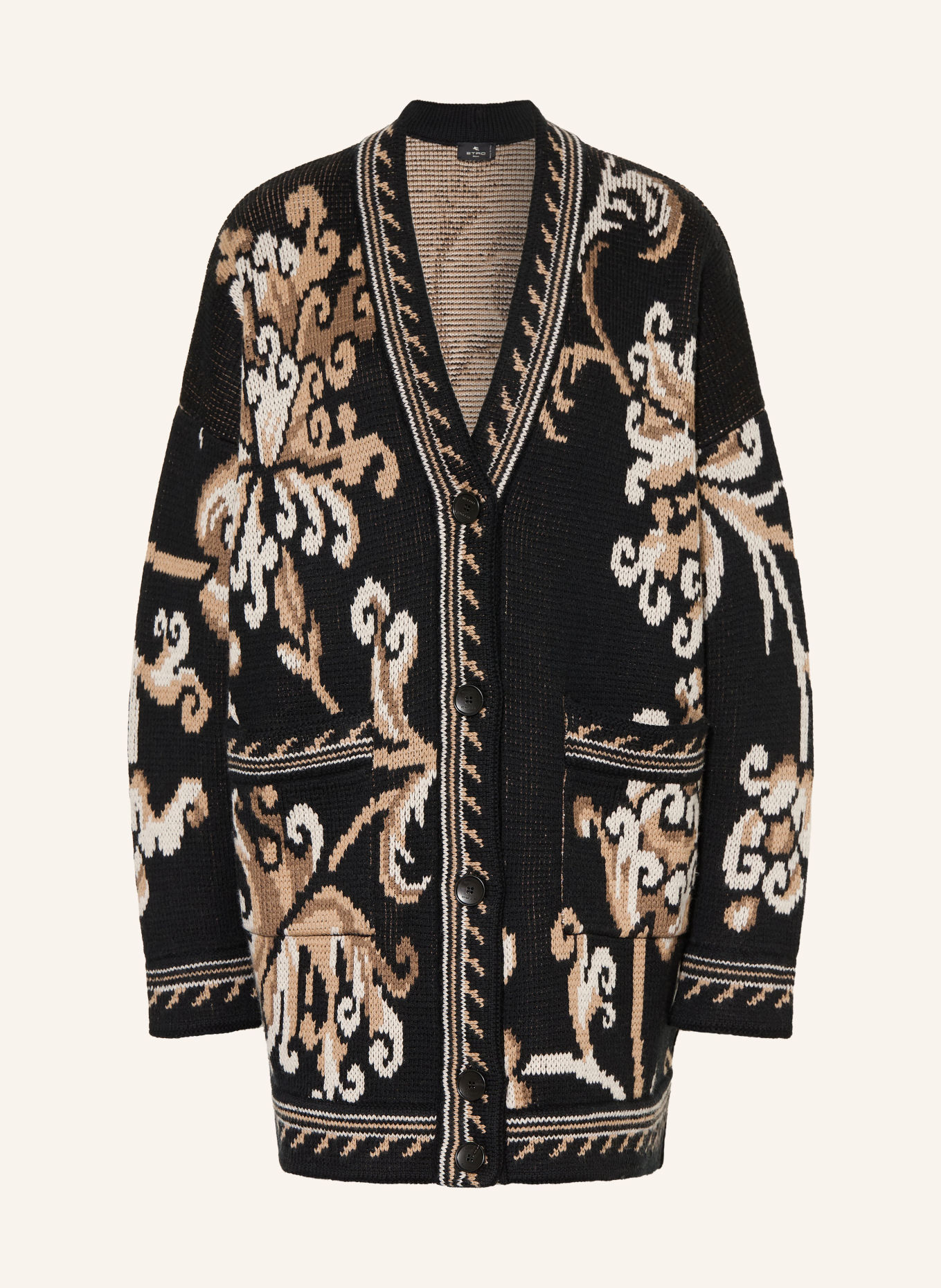 ETRO Strickjacke: SCHWARZ / BEIGE / CREME
