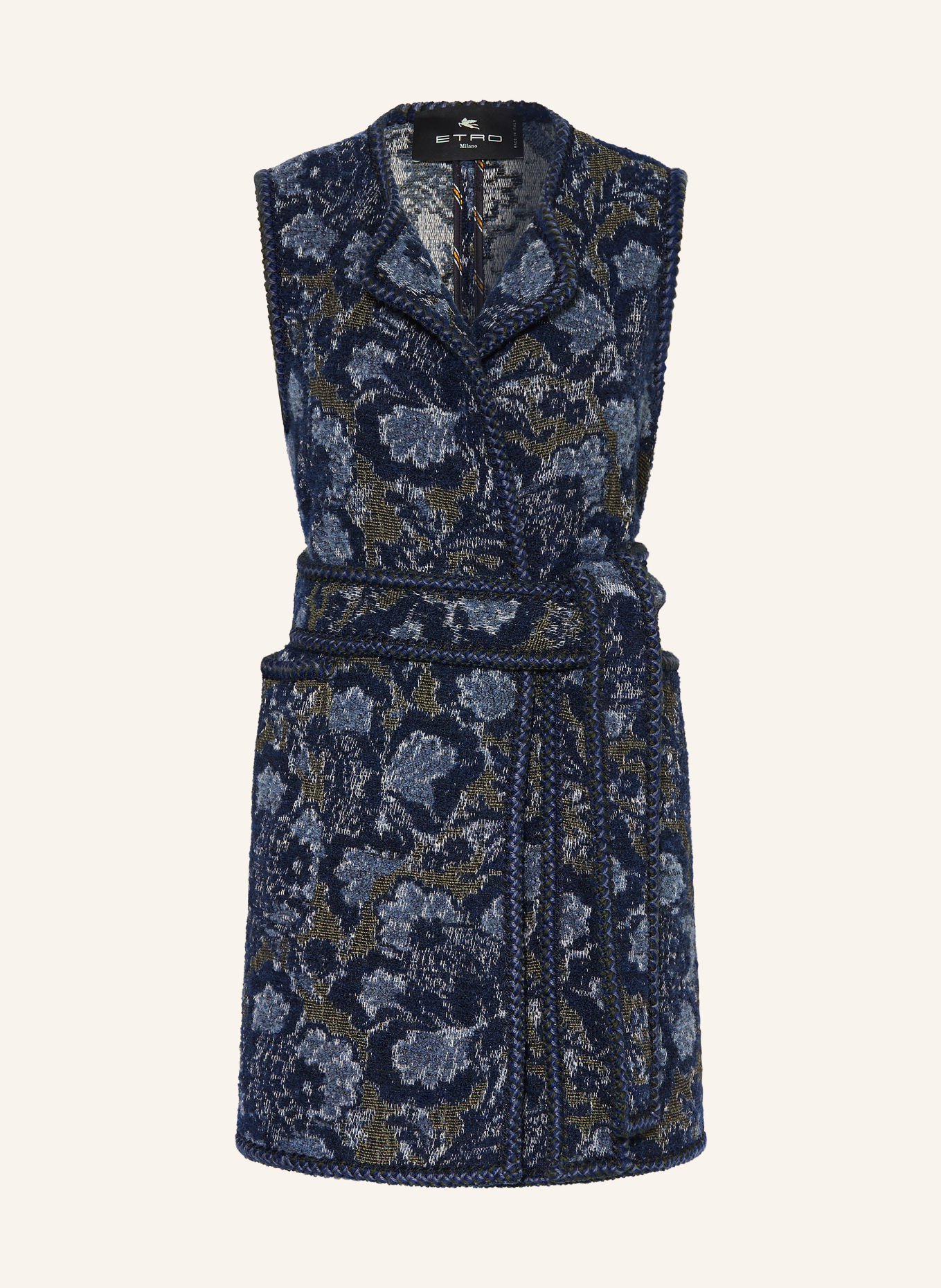 ETRO Blazerweste aus Jacquard: DUNKELBLAU / BLAUGRAU / GRÜN