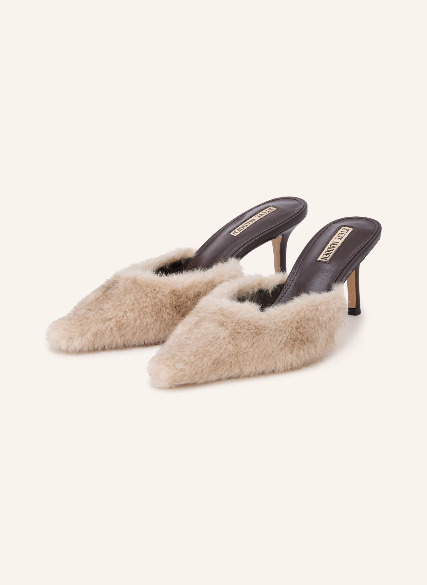 STEVE MADDEN Muiltjes ALEXI-F met kunstbont: TAUPE / LICHTBRUIN