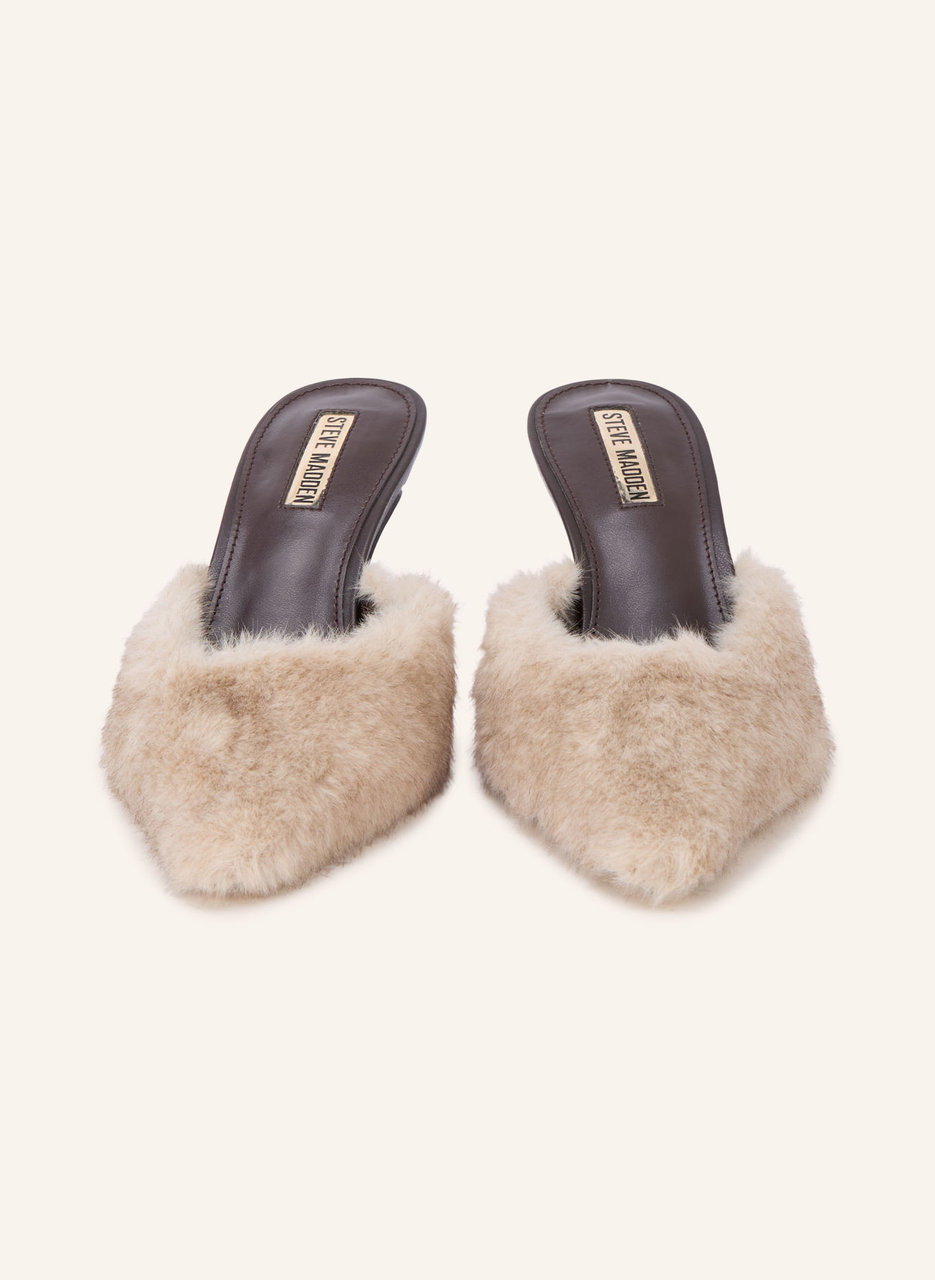 STEVE MADDEN Muiltjes ALEXI-F met kunstbont: TAUPE / LICHTBRUIN