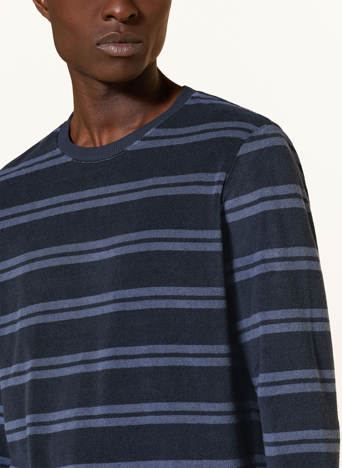 SCHIESSER Schlafanzug CASUAL NIGHTWEAR aus Frottee: BLAU / BLAUGRAU