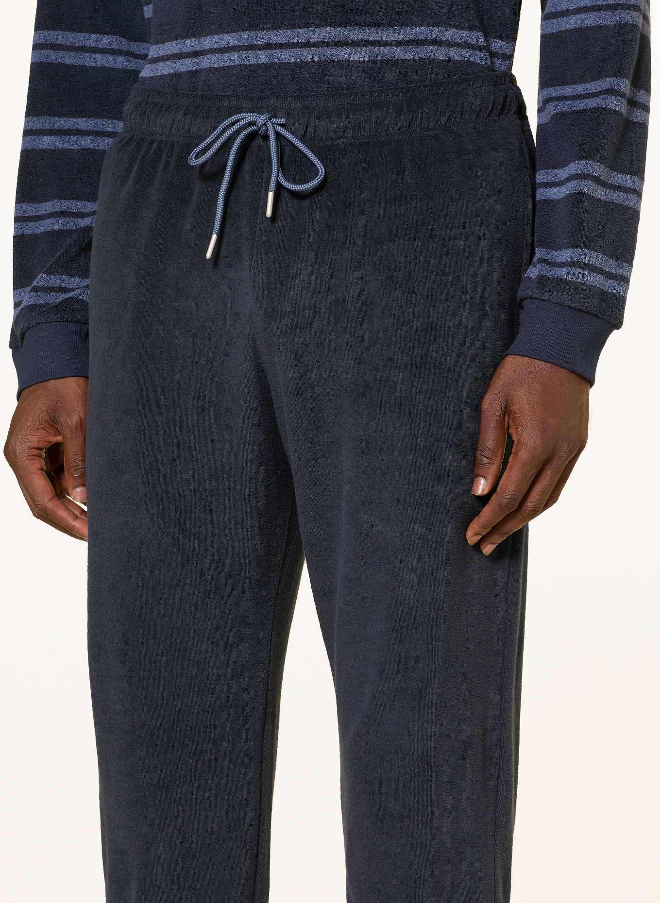 SCHIESSER Schlafanzug CASUAL NIGHTWEAR aus Frottee: BLAU / BLAUGRAU