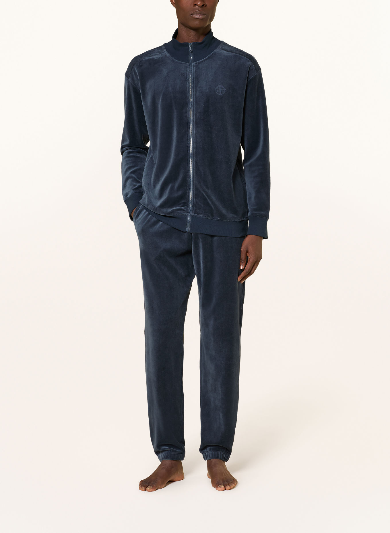 SCHIESSER Loungeset CASUAL NIGHTWEAR van fleece: BLAUWGRIJS