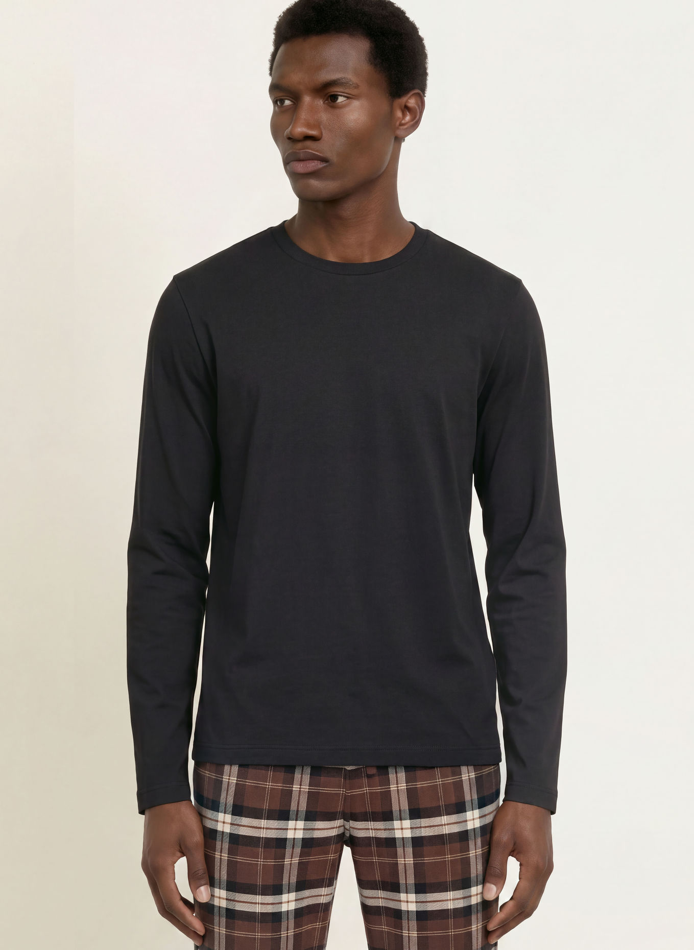 SCHIESSER Pajama shirt MIX + RELAX: BLACK