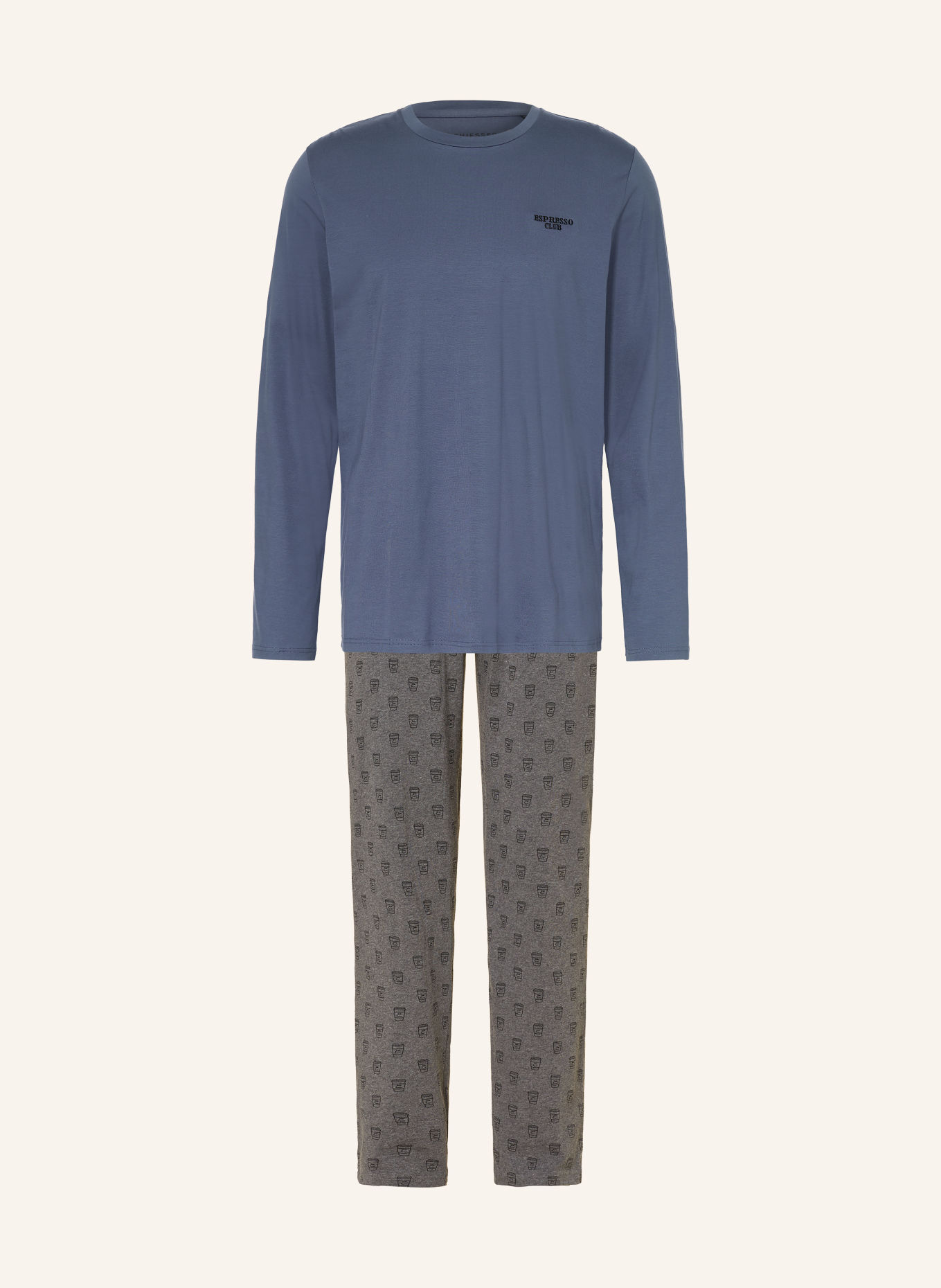 SCHIESSER Pajamas: DARK GRAY / BLUE GRAY