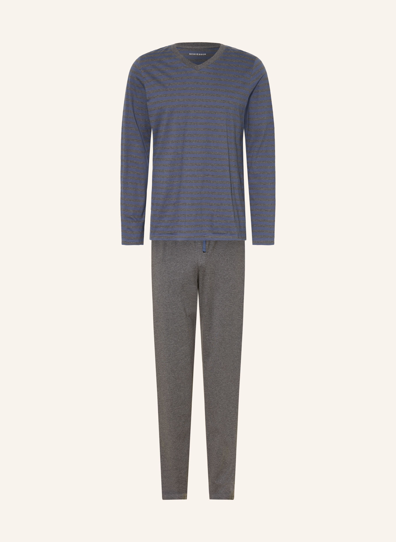 SCHIESSER CASUAL NIGHTWEAR Pajamas: BLUE GRAY / GRAY