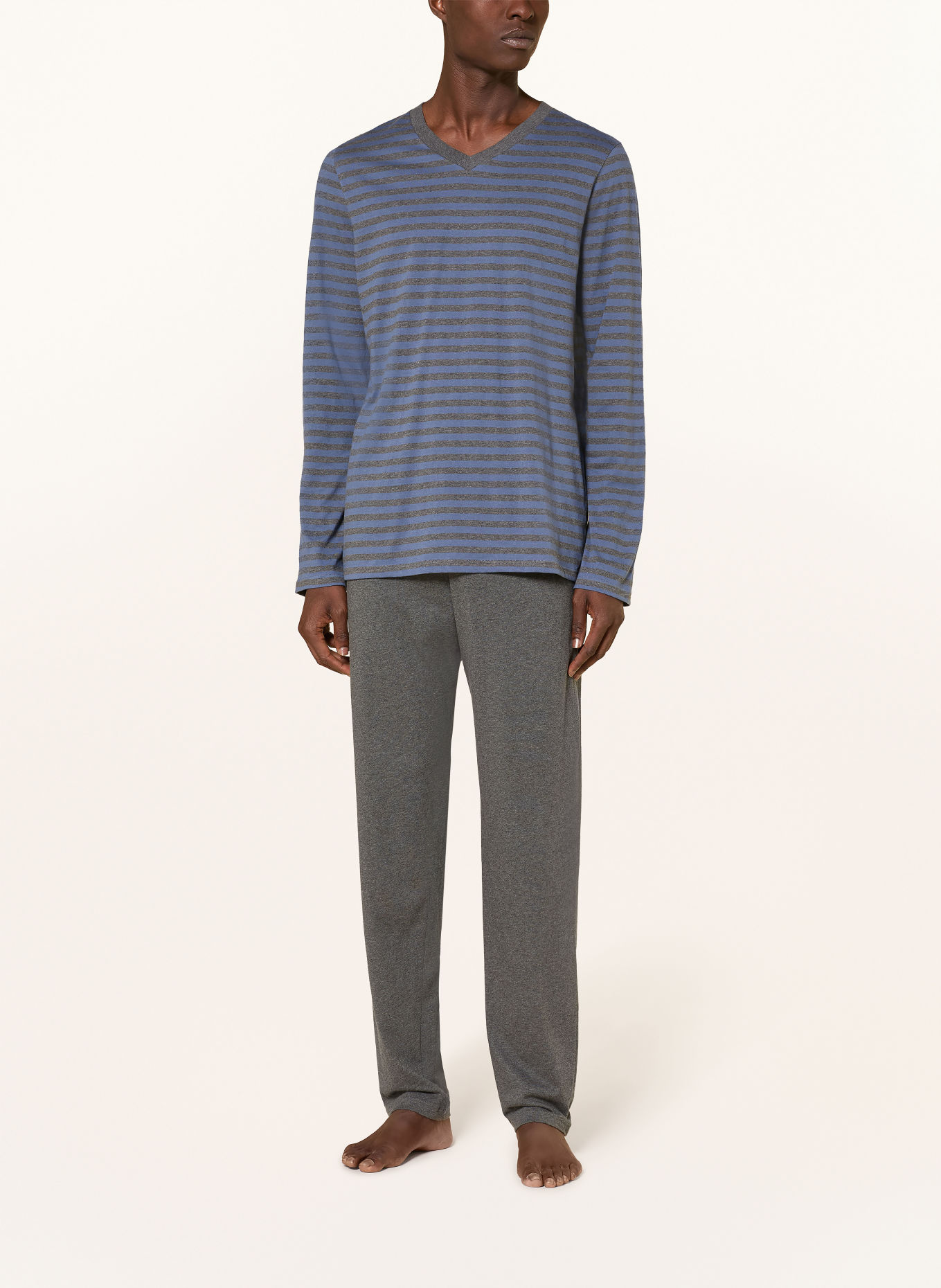 SCHIESSER CASUAL NIGHTWEAR Pajamas: BLUE GRAY / GRAY