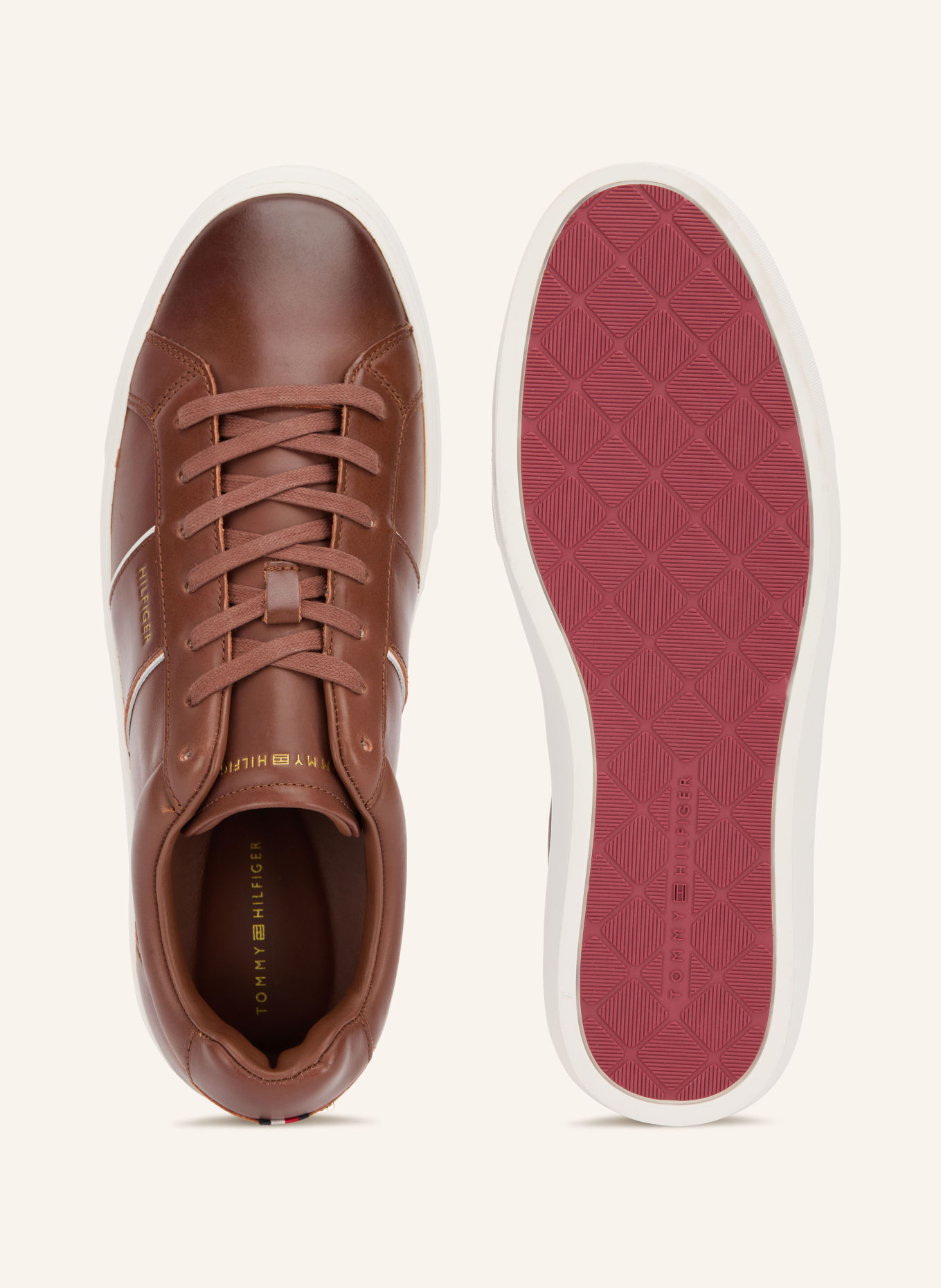 TOMMY HILFIGER Sneaker: COGNAC / GOLD