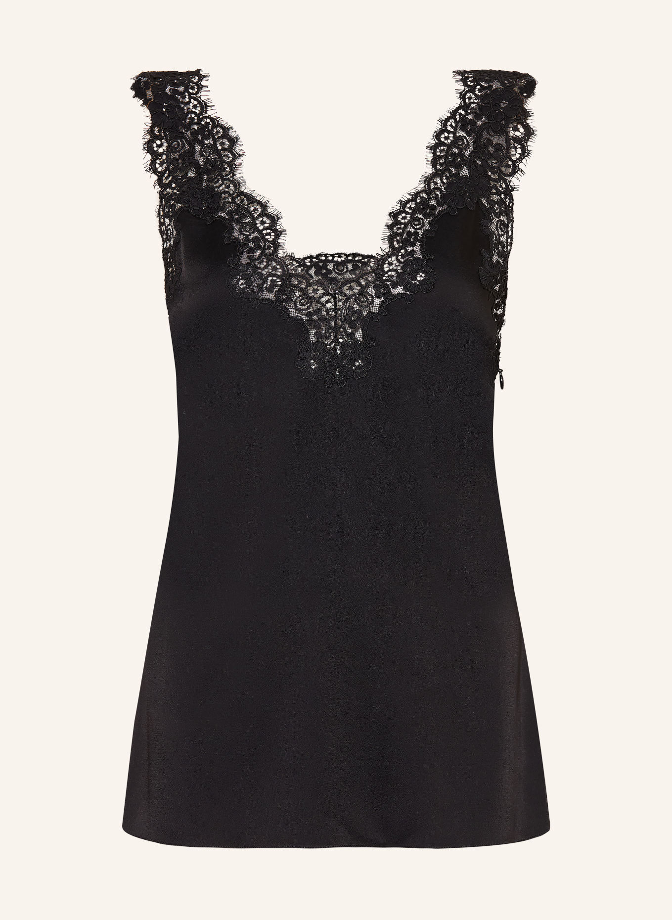 STELLA McCARTNEY Satin top with lace: BLACK