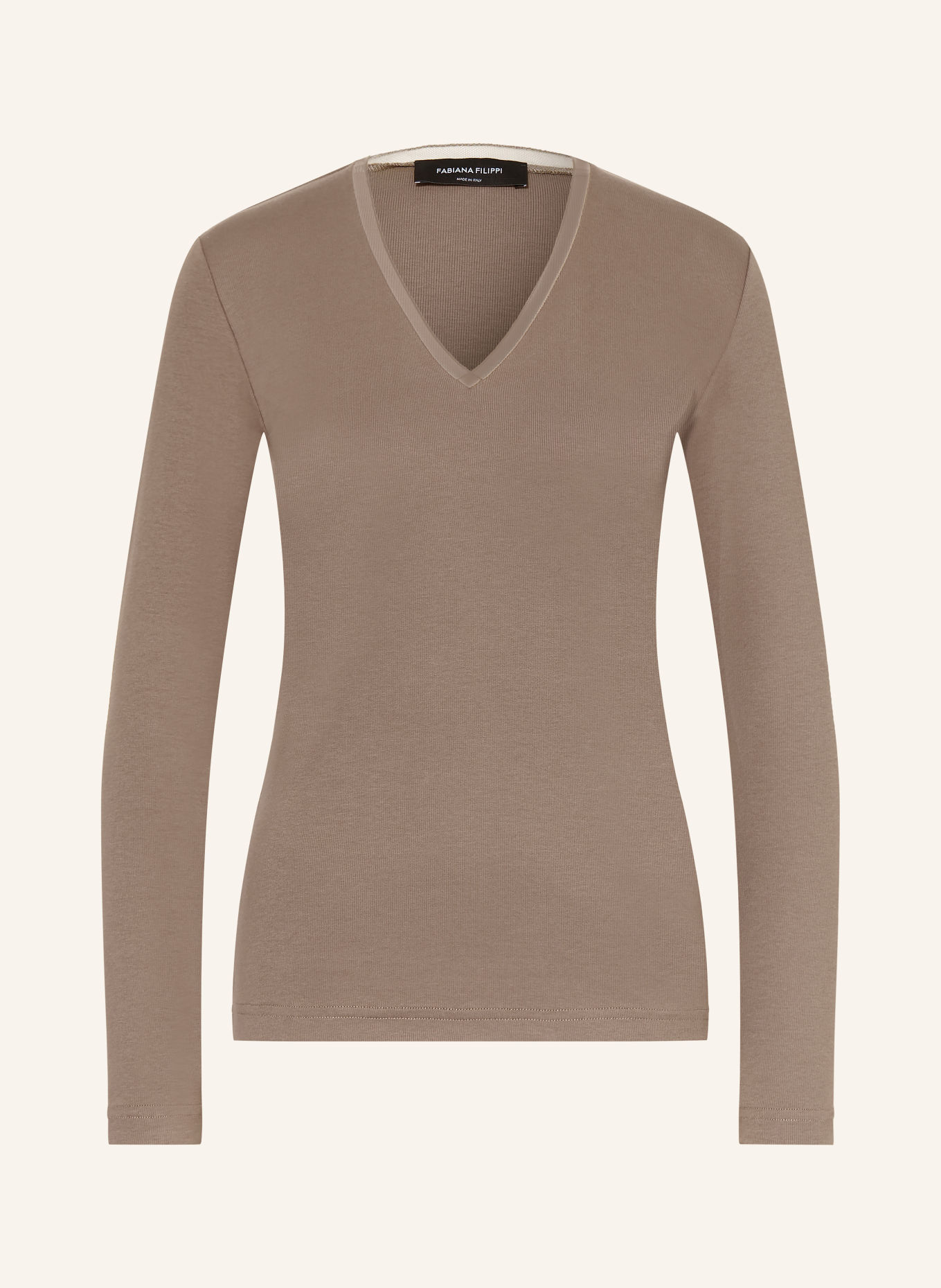FABIANA FILIPPI Longsleeve mit Schmuckperlen: BRAUN