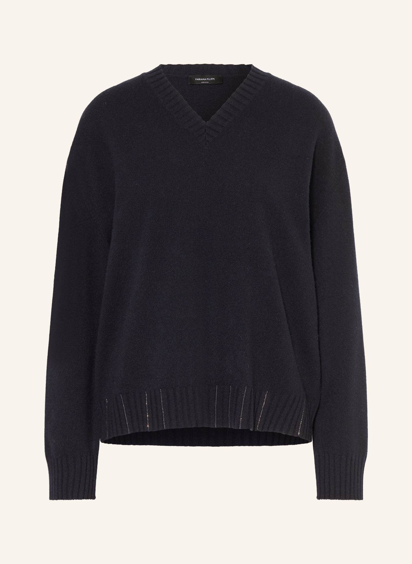 FABIANA FILIPPI Pullover mit Schmucksteinen: DUNKELBLAU