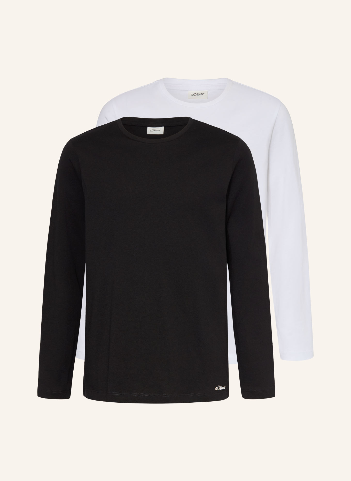 s.Oliver RED 2-pack långärmade tröjor: VIT / SVART
