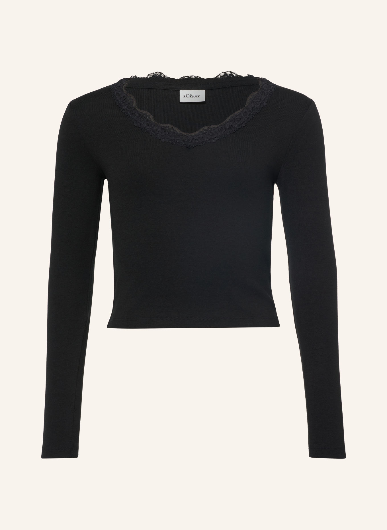 s.Oliver RED Longsleeve met lange mouwen en kant: ZWART