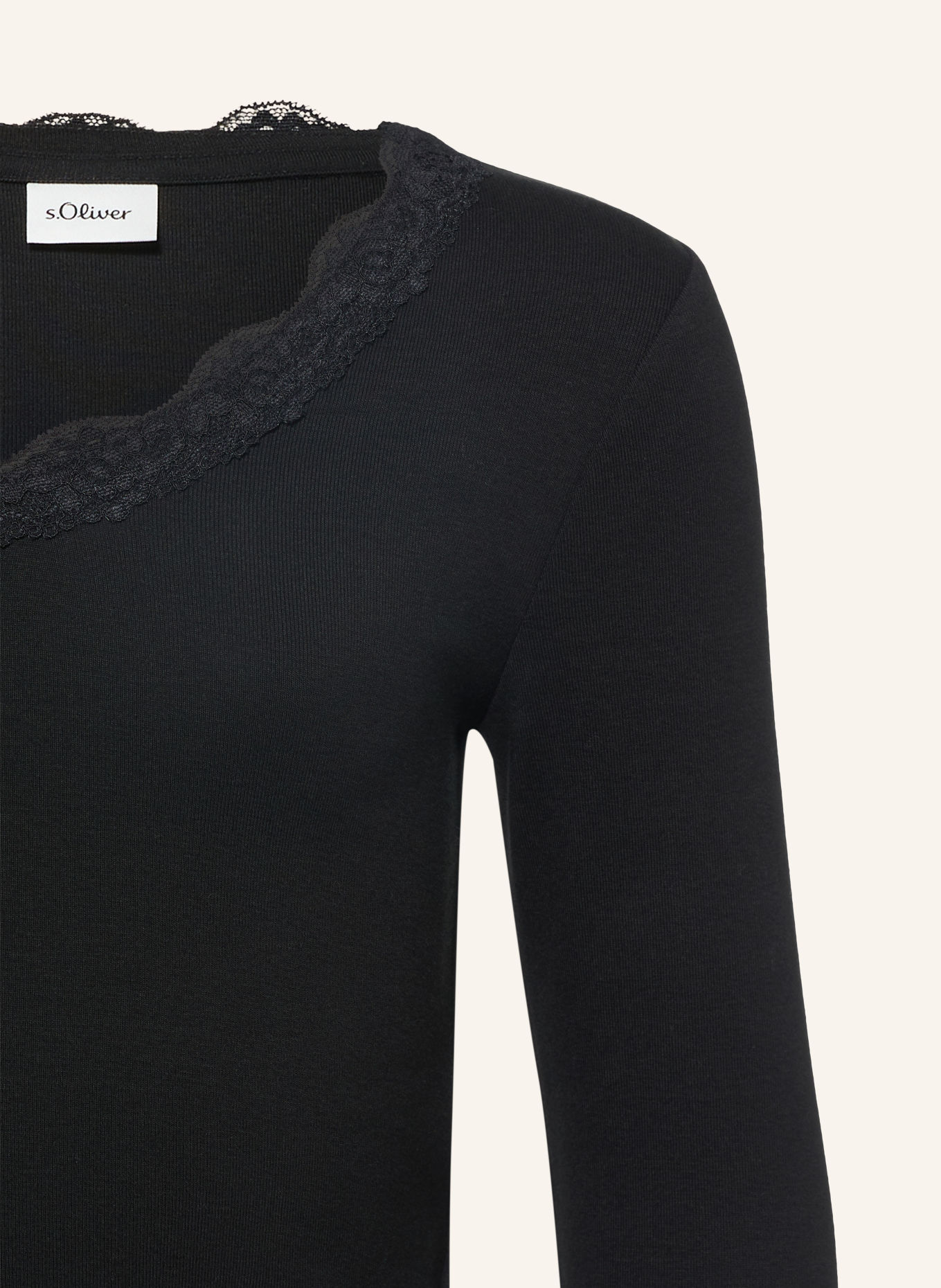 s.Oliver RED Longsleeve met lange mouwen en kant: ZWART