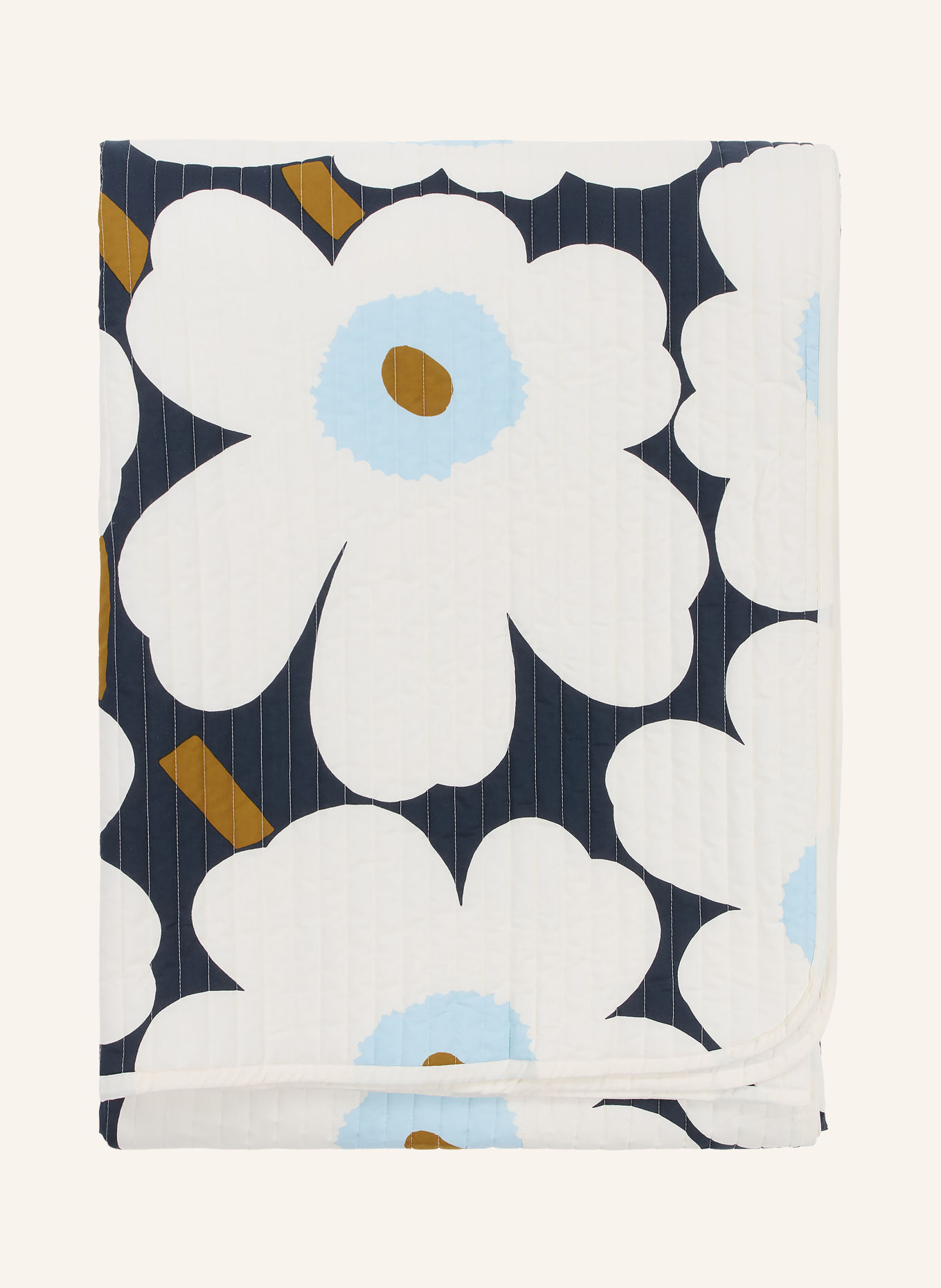 marimekko UNIKKO Bedspread: CREAM / LIGHT BLUE / DARK BLUE