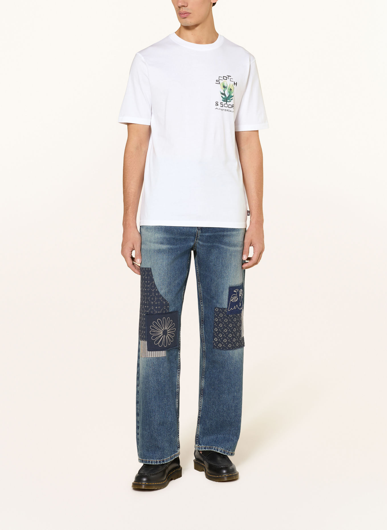 SCOTCH & SODA Tricou: ALB / PETROL / NEGRU