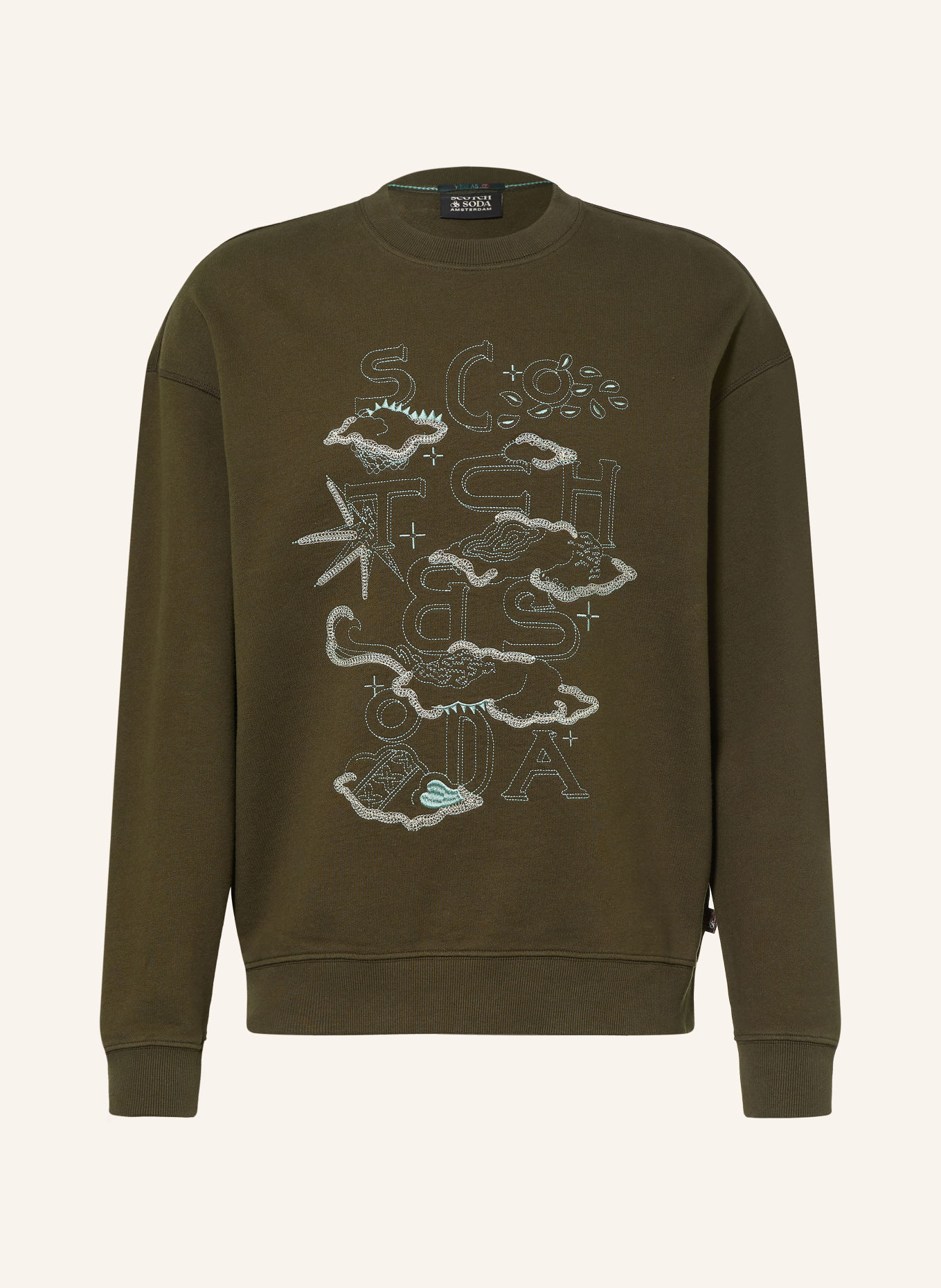 SCOTCH & SODA Hanorac: VERDE ÎNCHIS / ECRU / PETROL