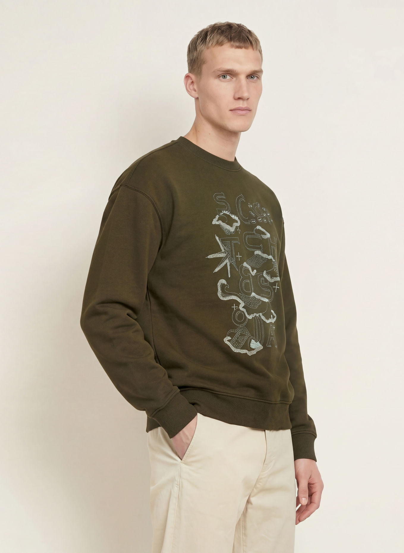 SCOTCH & SODA Hanorac: VERDE ÎNCHIS / ECRU / PETROL