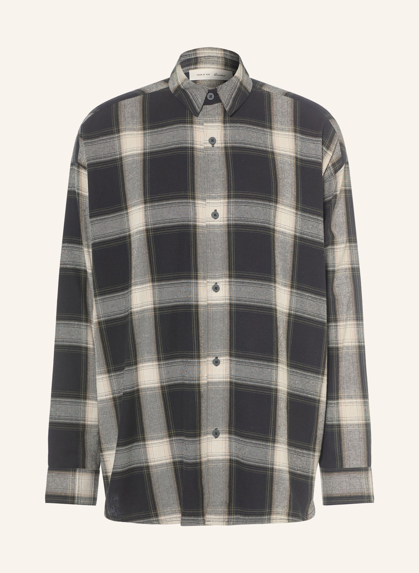 ESSENTIALS - FEAR OF GOD Cămașă din flanelă Comfort Fit: GRI / VERDE ÎNCHIS / NEGRU