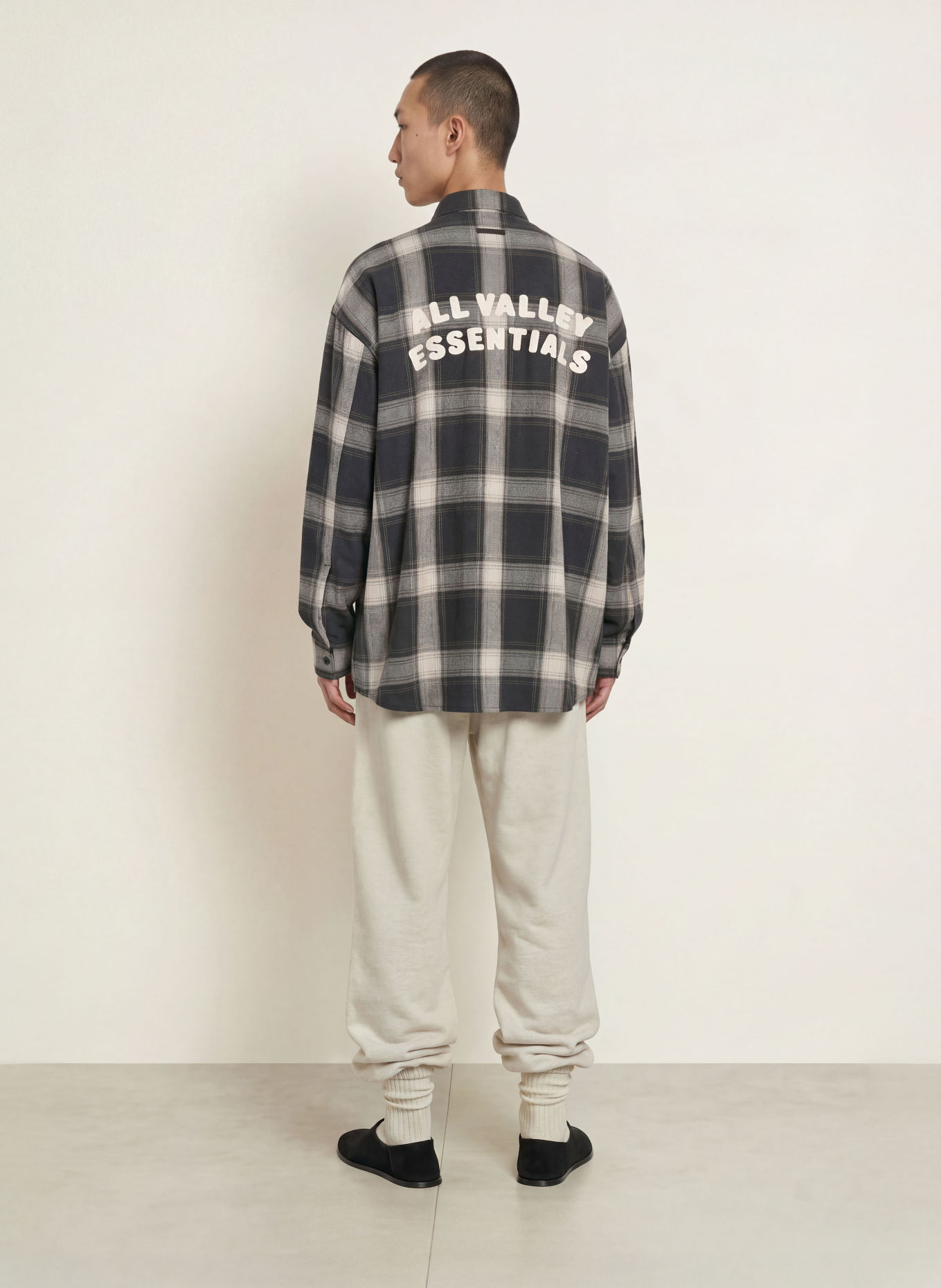 ESSENTIALS - FEAR OF GOD Cămașă din flanelă Comfort Fit: GRI / VERDE ÎNCHIS / NEGRU