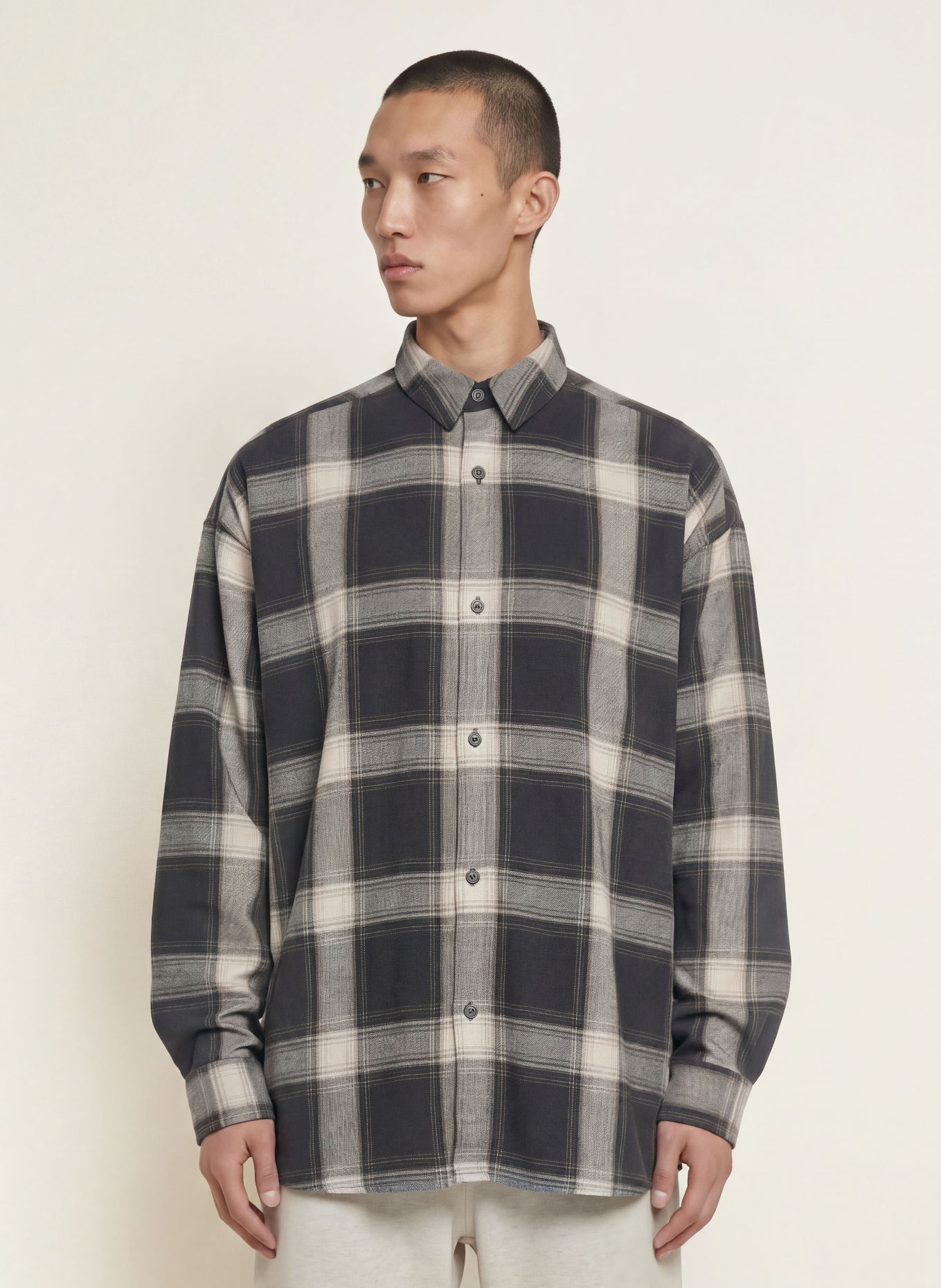 ESSENTIALS - FEAR OF GOD Cămașă din flanelă Comfort Fit: GRI / VERDE ÎNCHIS / NEGRU