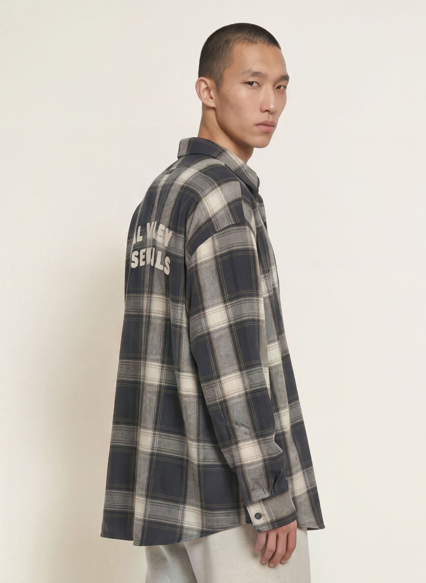 ESSENTIALS - FEAR OF GOD Cămașă din flanelă Comfort Fit: GRI / VERDE ÎNCHIS / NEGRU
