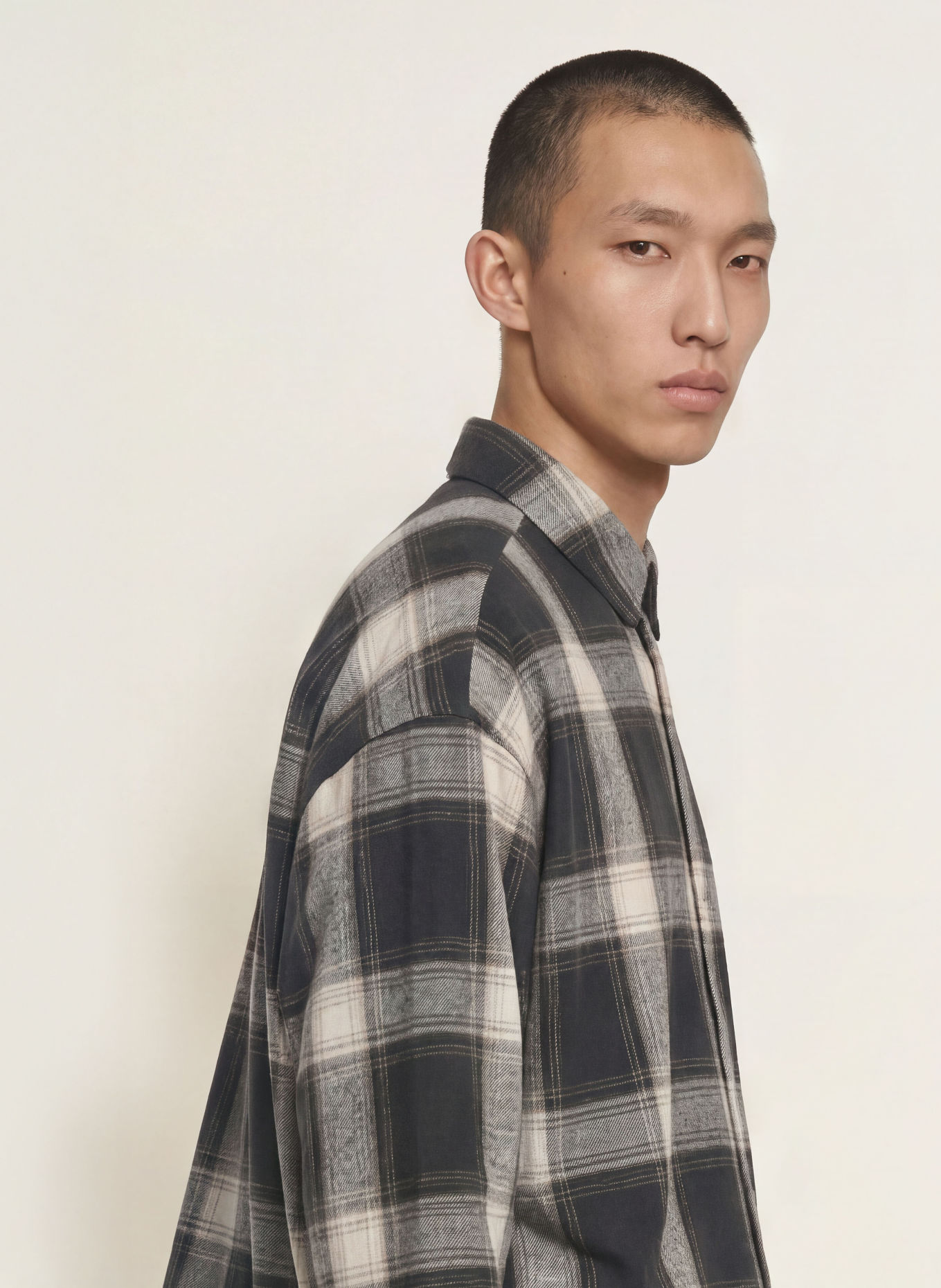 ESSENTIALS - FEAR OF GOD Cămașă din flanelă Comfort Fit: GRI / VERDE ÎNCHIS / NEGRU