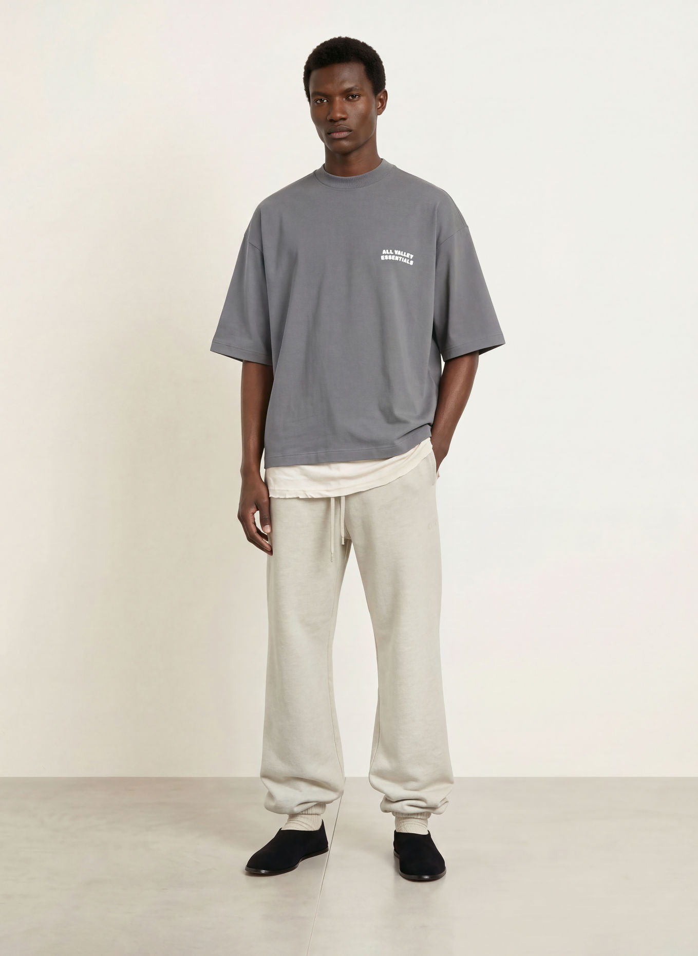 ESSENTIALS - FEAR OF GOD Tricou cu mâneci 3/4: GRI ÎNCHIS