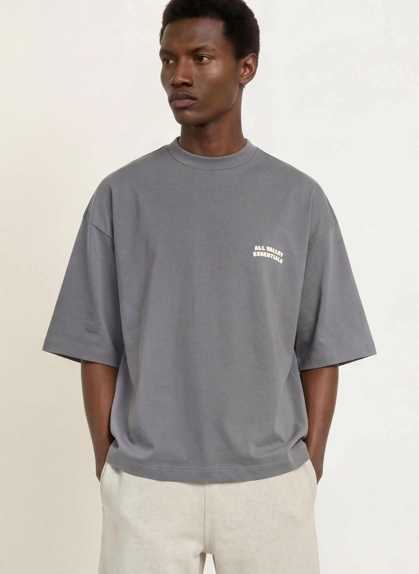 ESSENTIALS - FEAR OF GOD Tricou cu mâneci 3/4: GRI ÎNCHIS