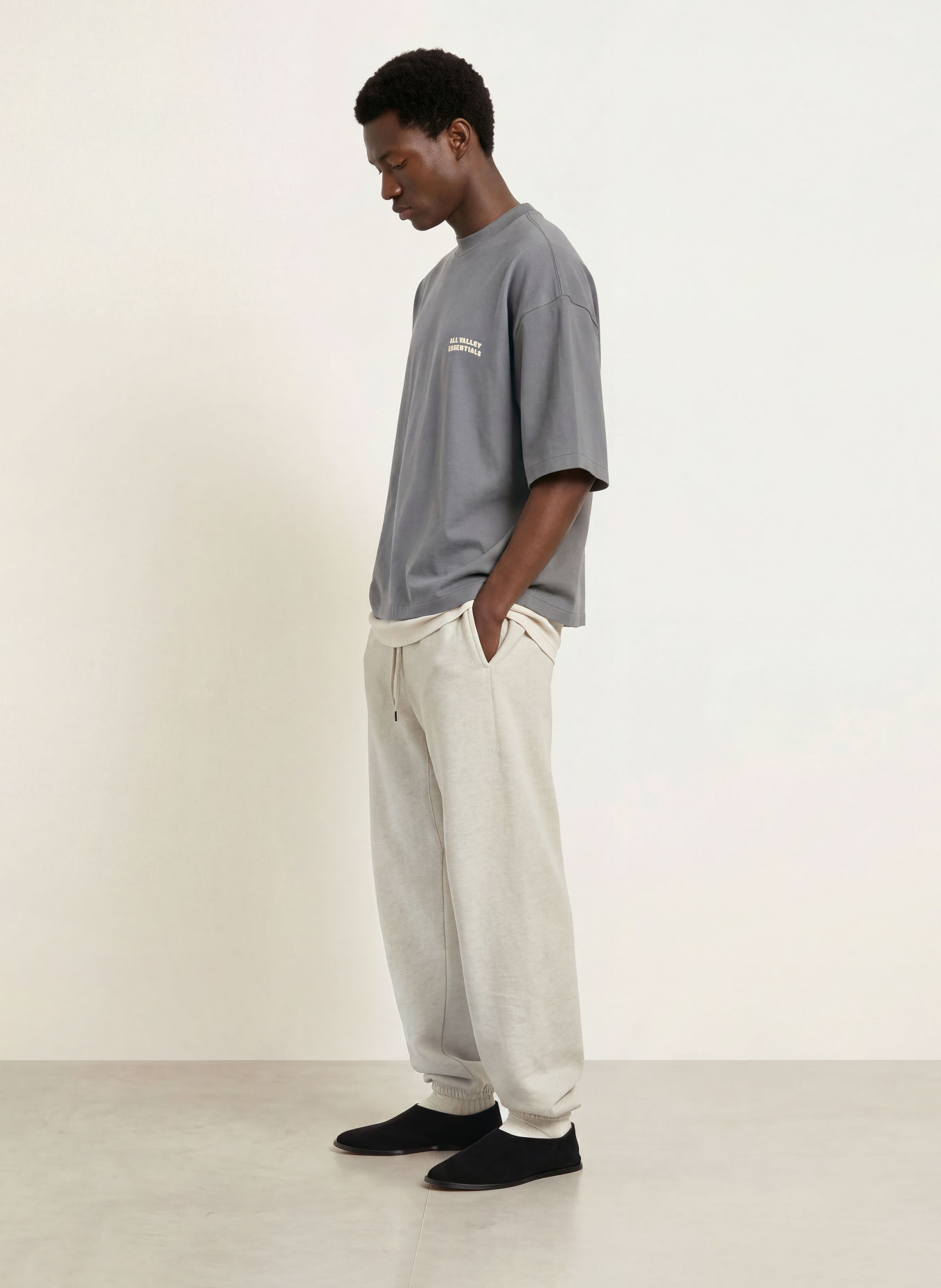 ESSENTIALS - FEAR OF GOD Tricou cu mâneci 3/4: GRI ÎNCHIS