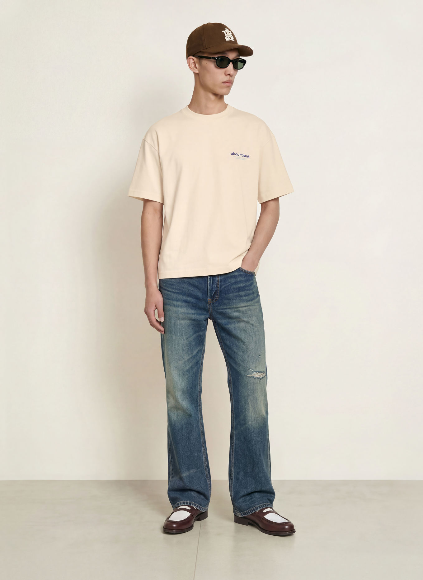 about:blank T-shirt: BEIGE / LICHTBLAUW / DONKERBLAUW
