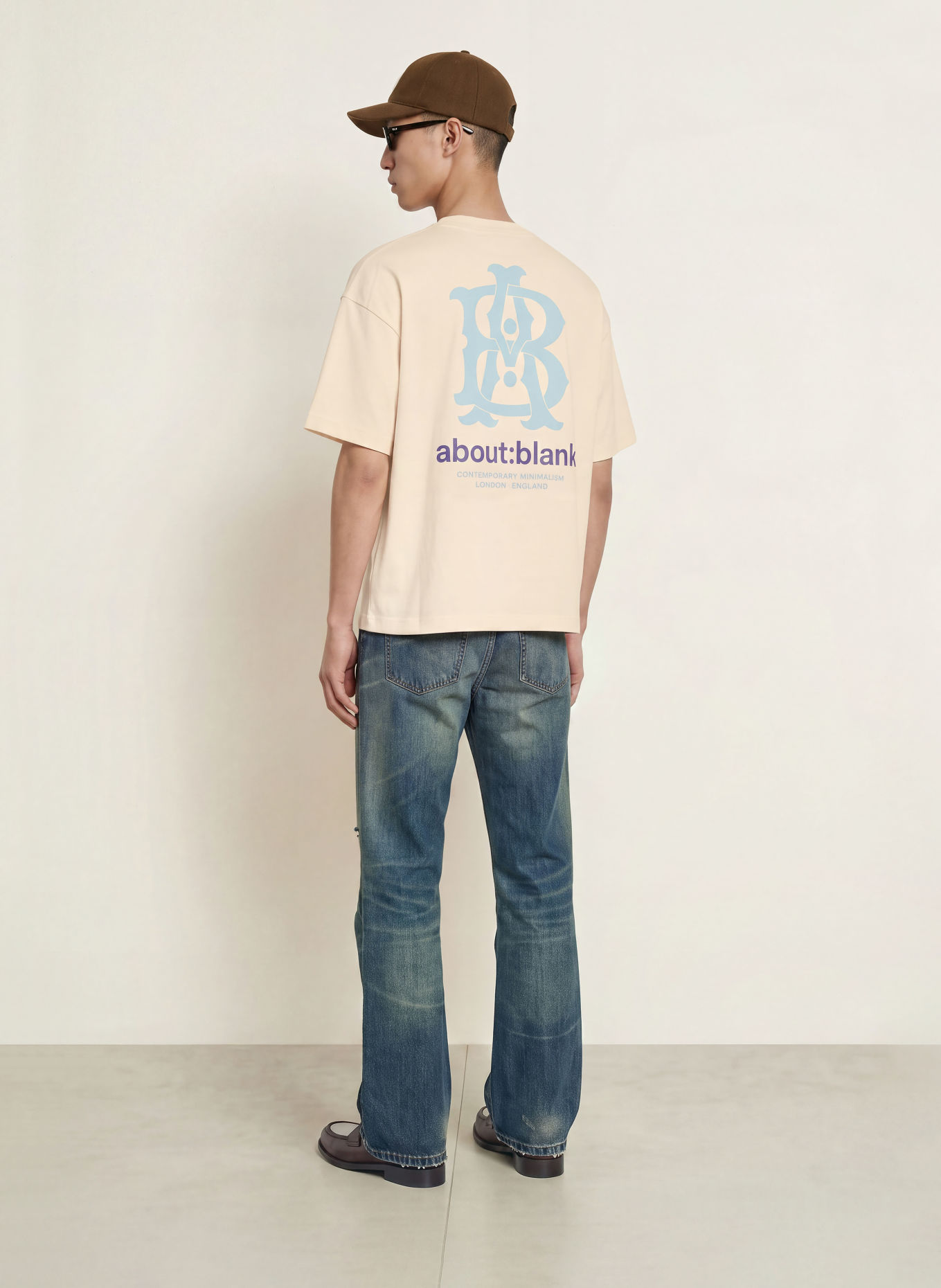 about:blank T-shirt: BEIGE / LICHTBLAUW / DONKERBLAUW