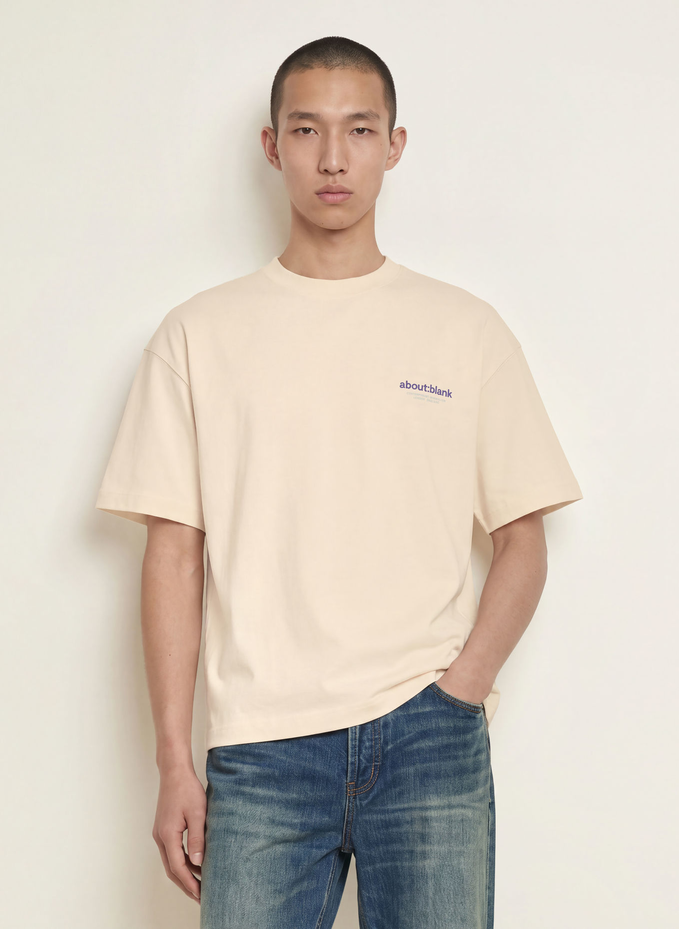 about:blank T-shirt: BEIGE / LICHTBLAUW / DONKERBLAUW