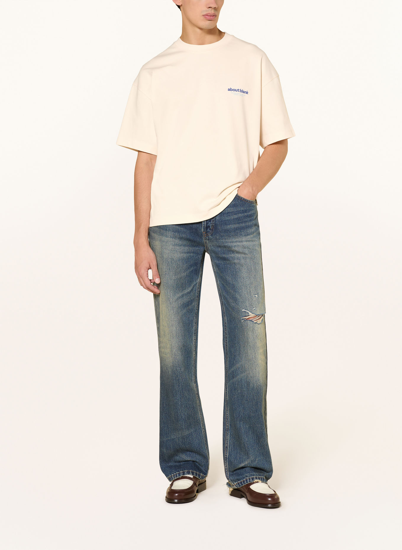 about:blank T-shirt: BEIGE / LICHTBLAUW / DONKERBLAUW