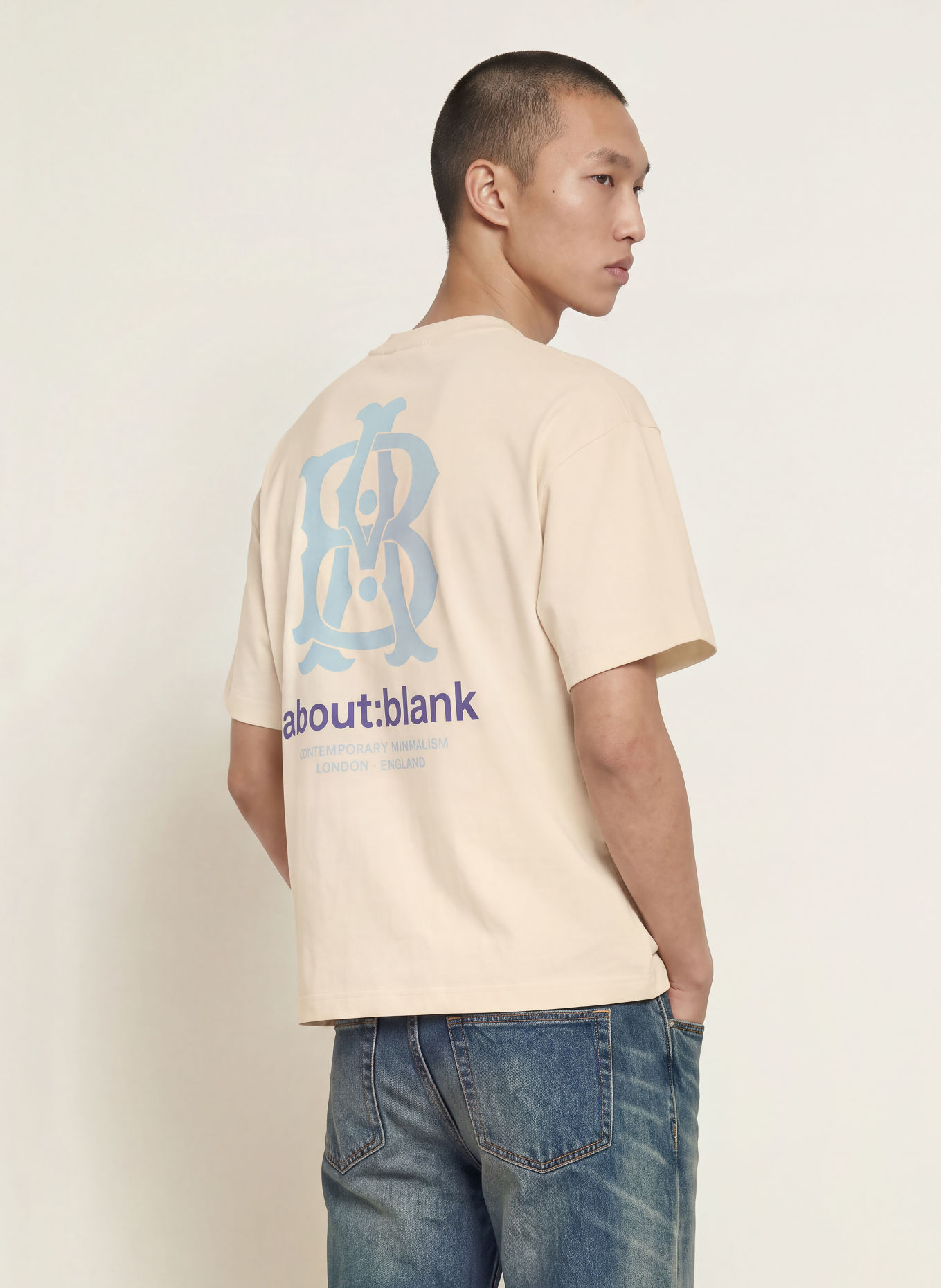 about:blank T-shirt: BEIGE / LICHTBLAUW / DONKERBLAUW