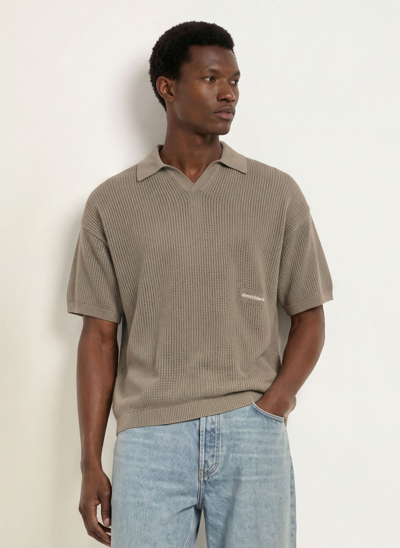about:blank Knit polo shirt: KHAKI