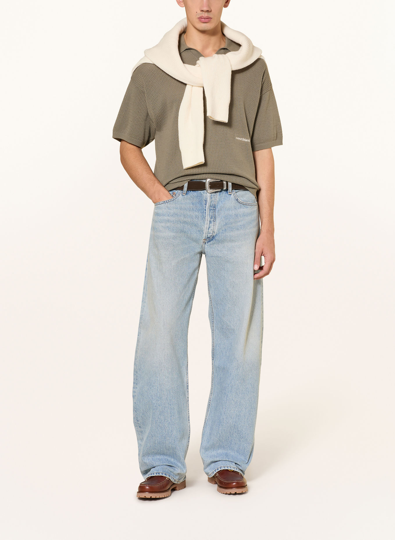 about:blank Knit polo shirt: KHAKI
