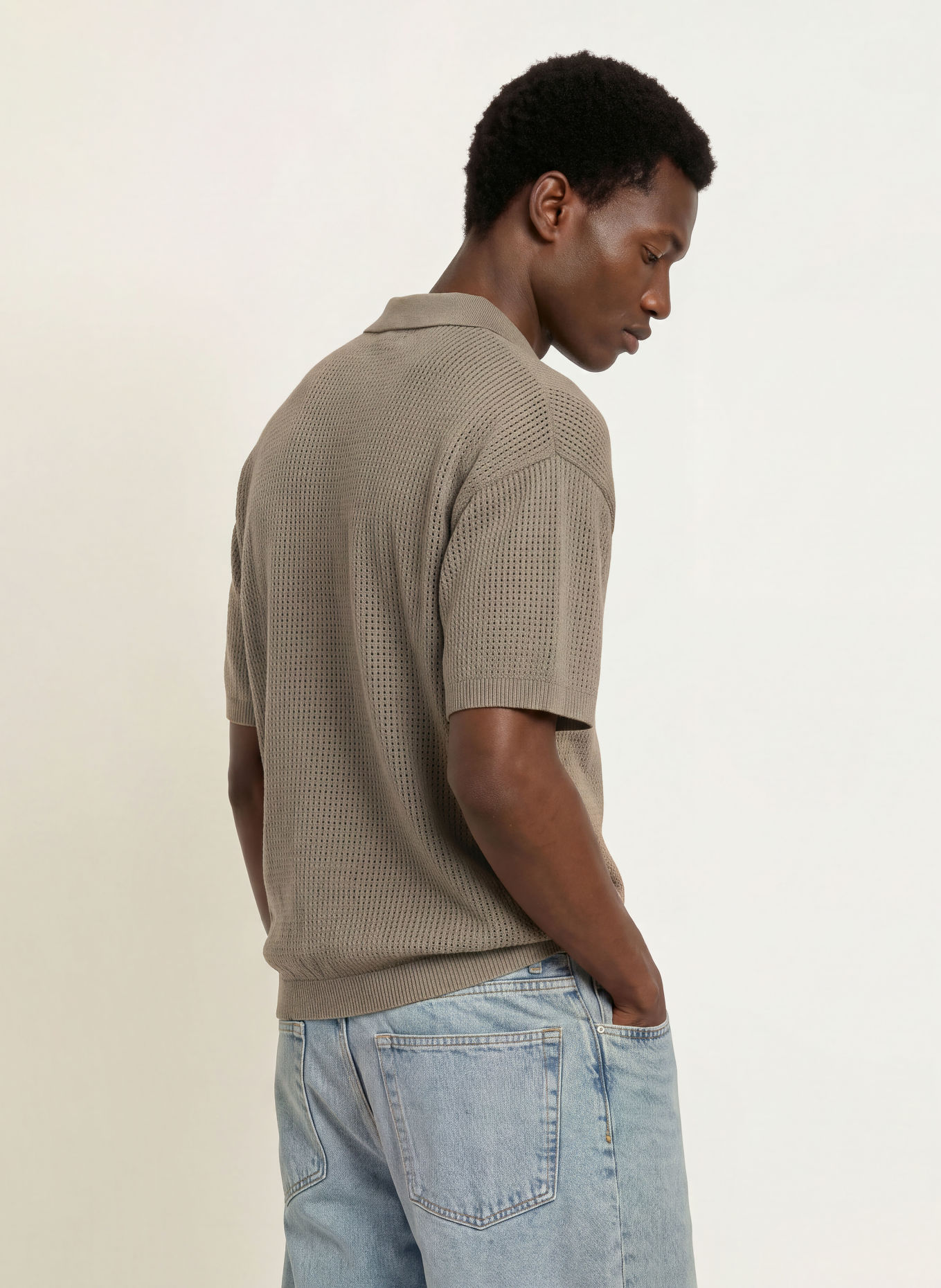 about:blank Knit polo shirt: KHAKI