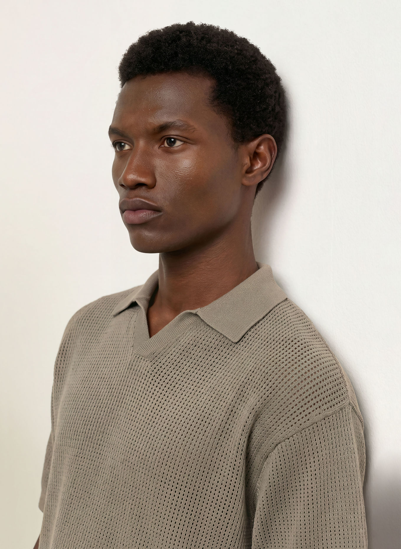 about:blank Knit polo shirt: KHAKI
