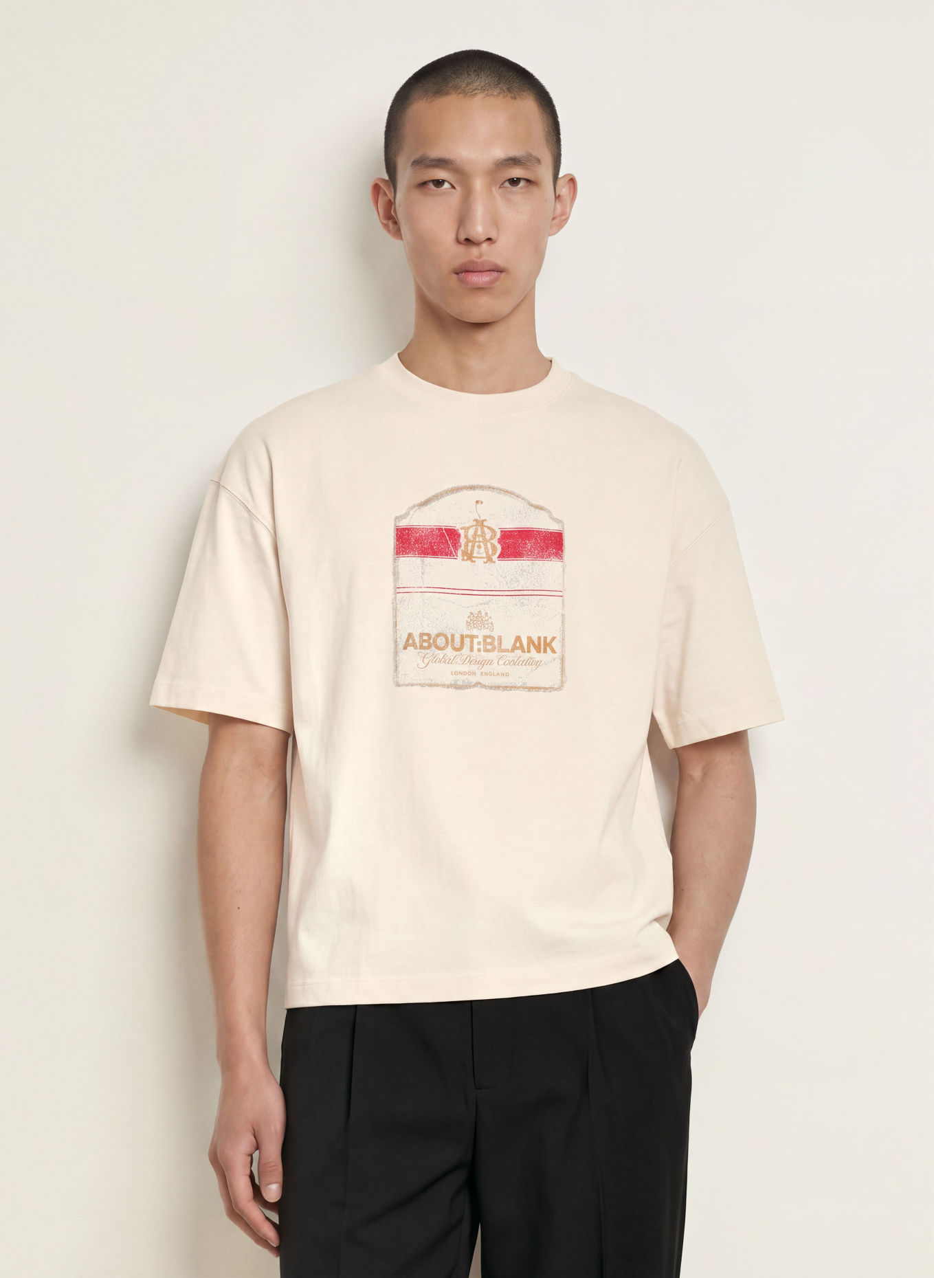 about:blank T-shirt: ECRU / KONJAK / RÖD
