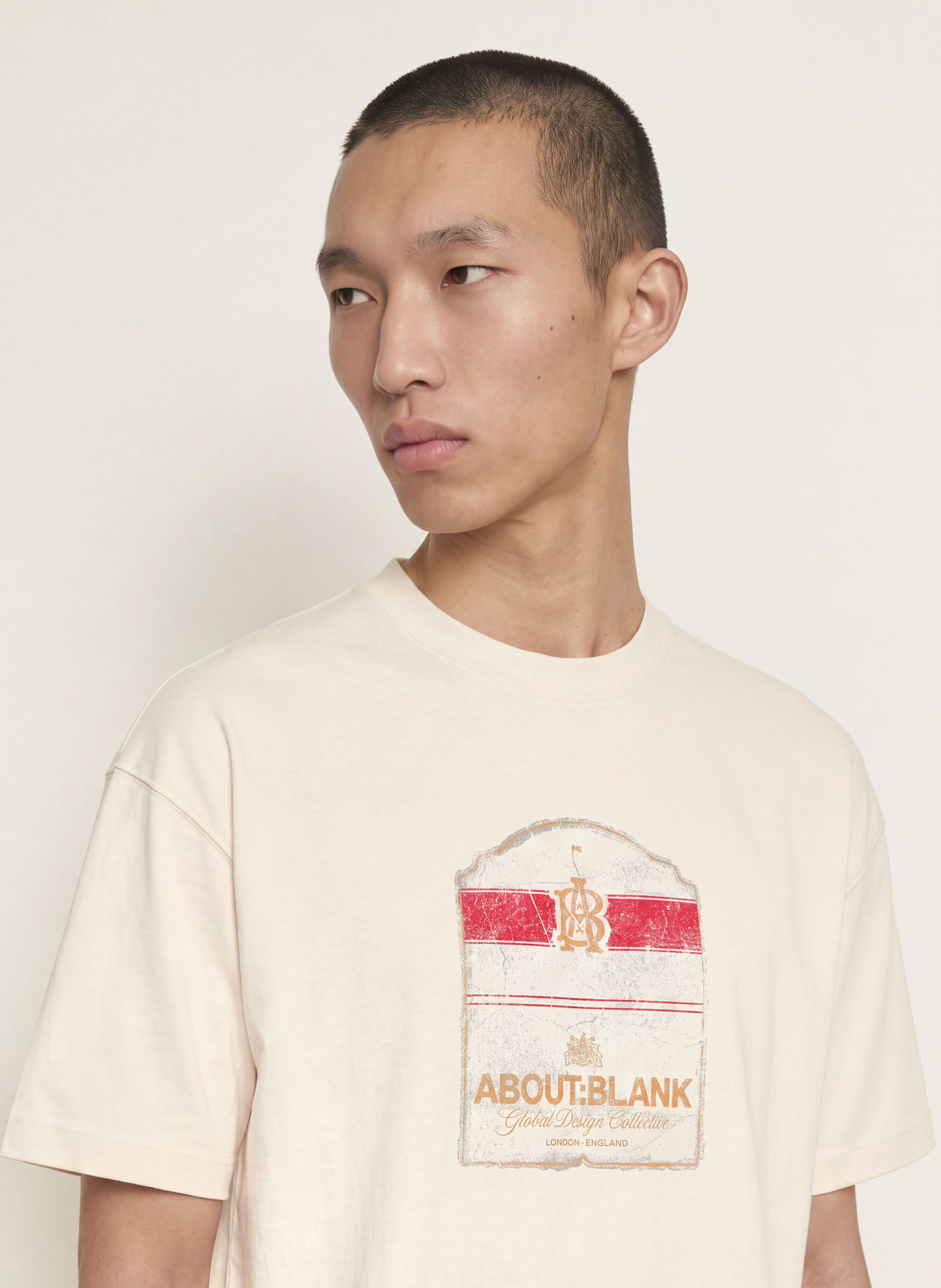 about:blank T-shirt: ECRU / KONJAK / RÖD