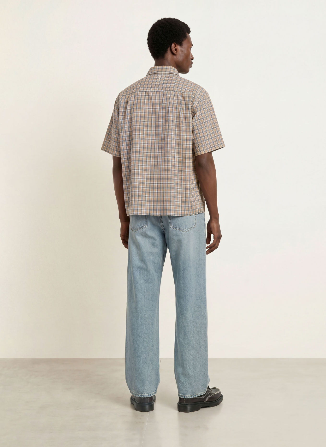 about:blank Kurzarm-Hemd Boxy Fit: BEIGE / ROT / BLAU